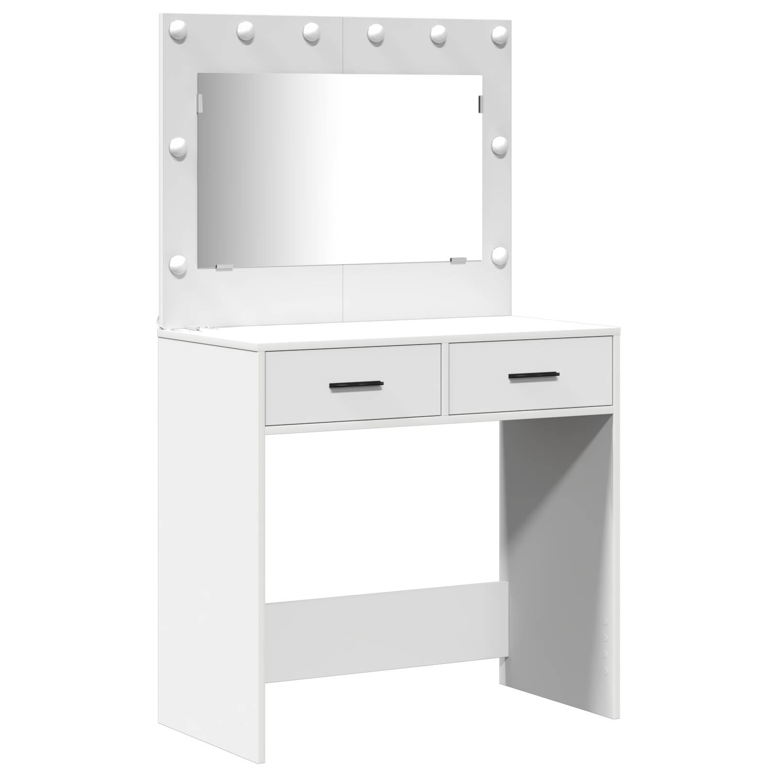 vidaXL 2-tlg. Schminktisch-Set mit LED-Leuchten Weiß Holzwerkstoff
