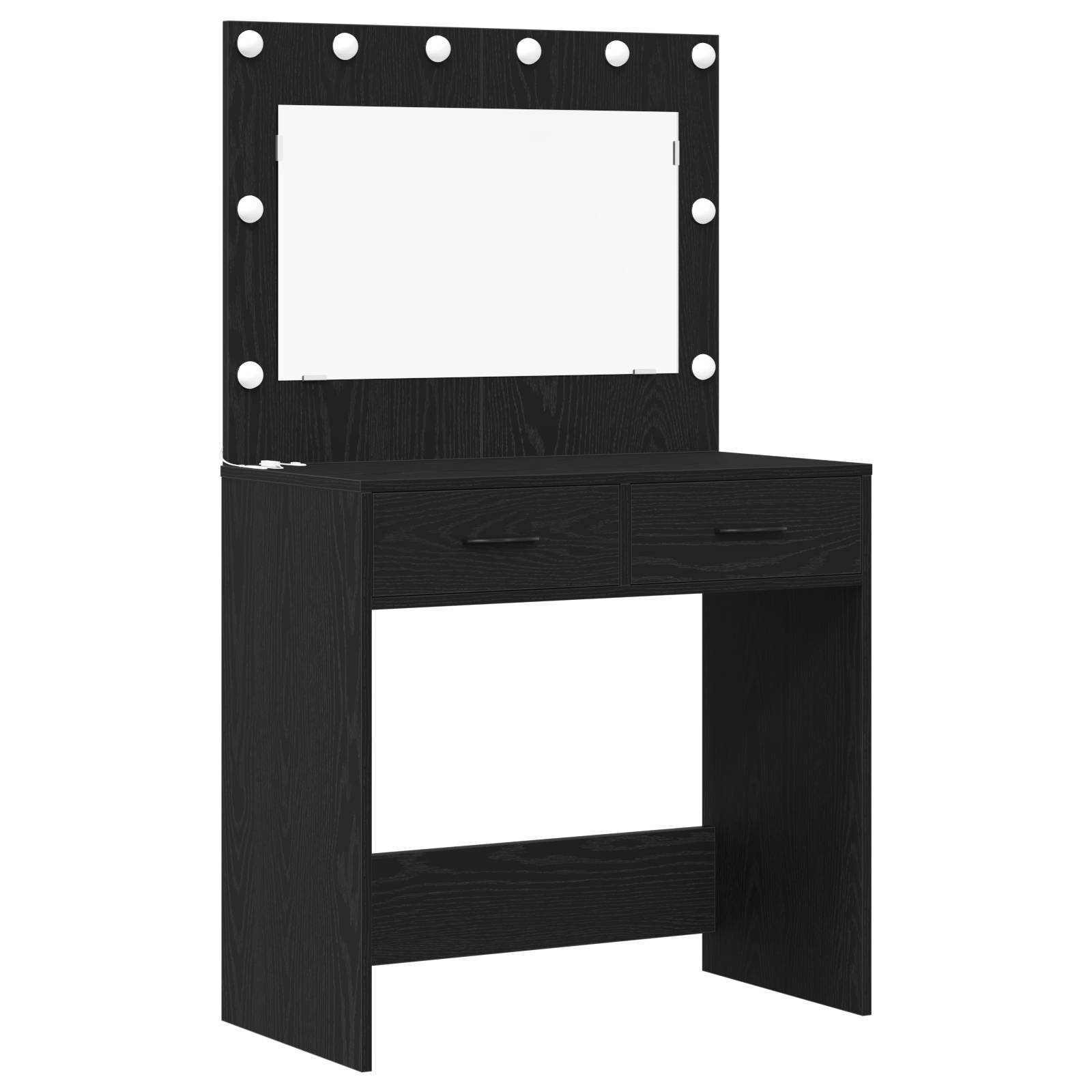 vidaXL 3-tlg. Schminktisch-Set mit LED-Leuchten Schwarz Holzwerkstoff