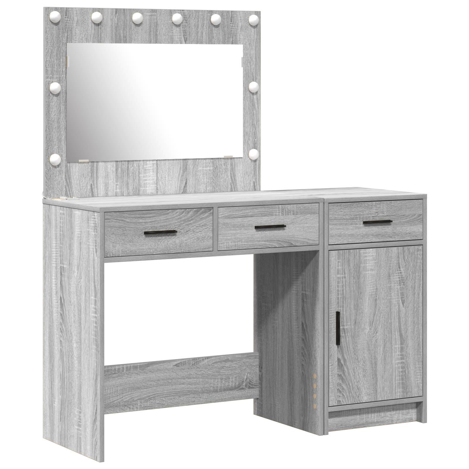 vidaXL 2-tlg. Schminktisch-Set mit LED-Leuchten Grau Sonoma