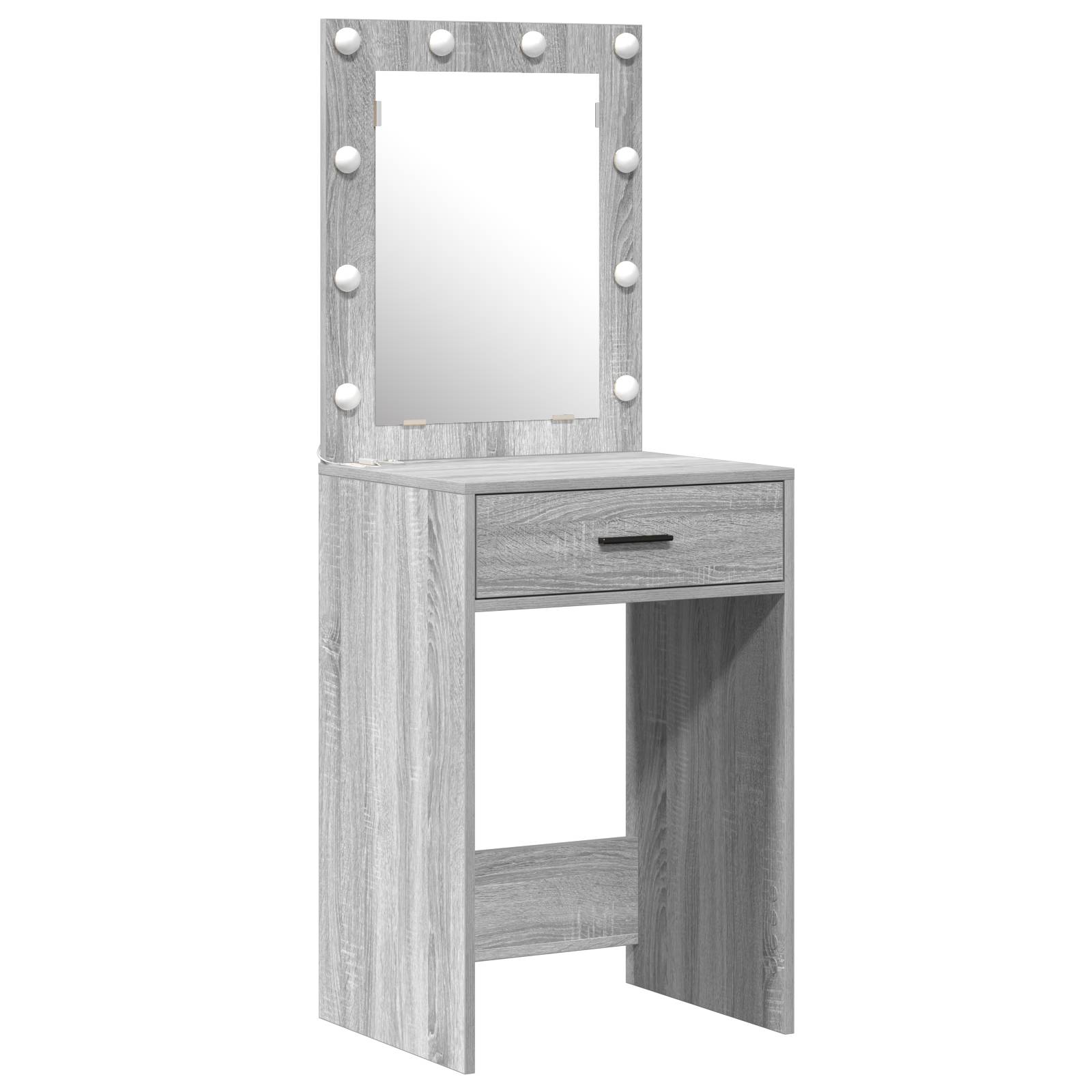 vidaXL 2-tlg. Schminktisch-Set mit LED-Leuchten Grau Sonoma