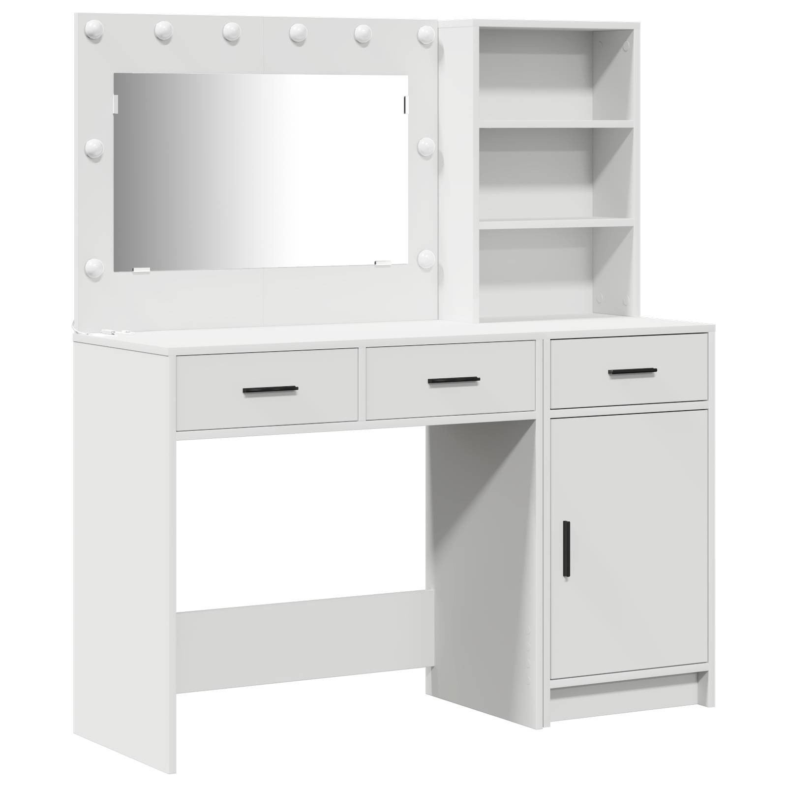 vidaXL 2-tlg. Schminktisch-Set mit LED-Leuchten Weiß Holzwerkstoff