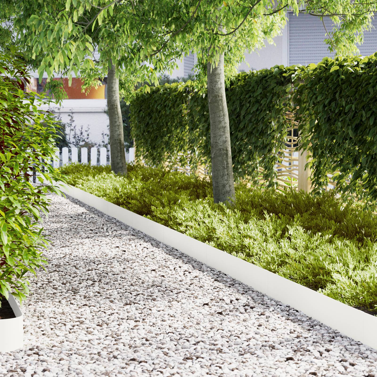 vidaXL Rasenkanten 10 Stk. Weiß 100x0,5x20 cm Stahl