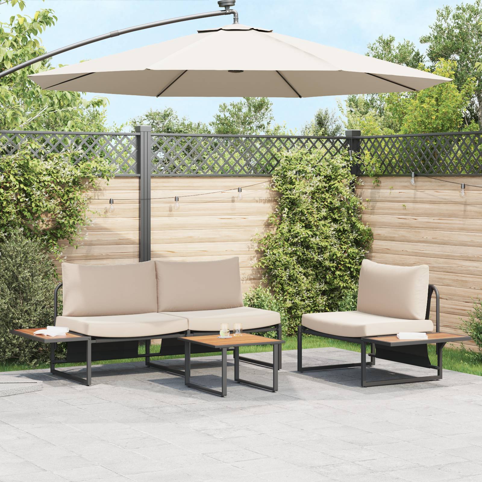 vidaXL Garten-Couchtisch Braun 55x55x35 cm DPC und Stahl