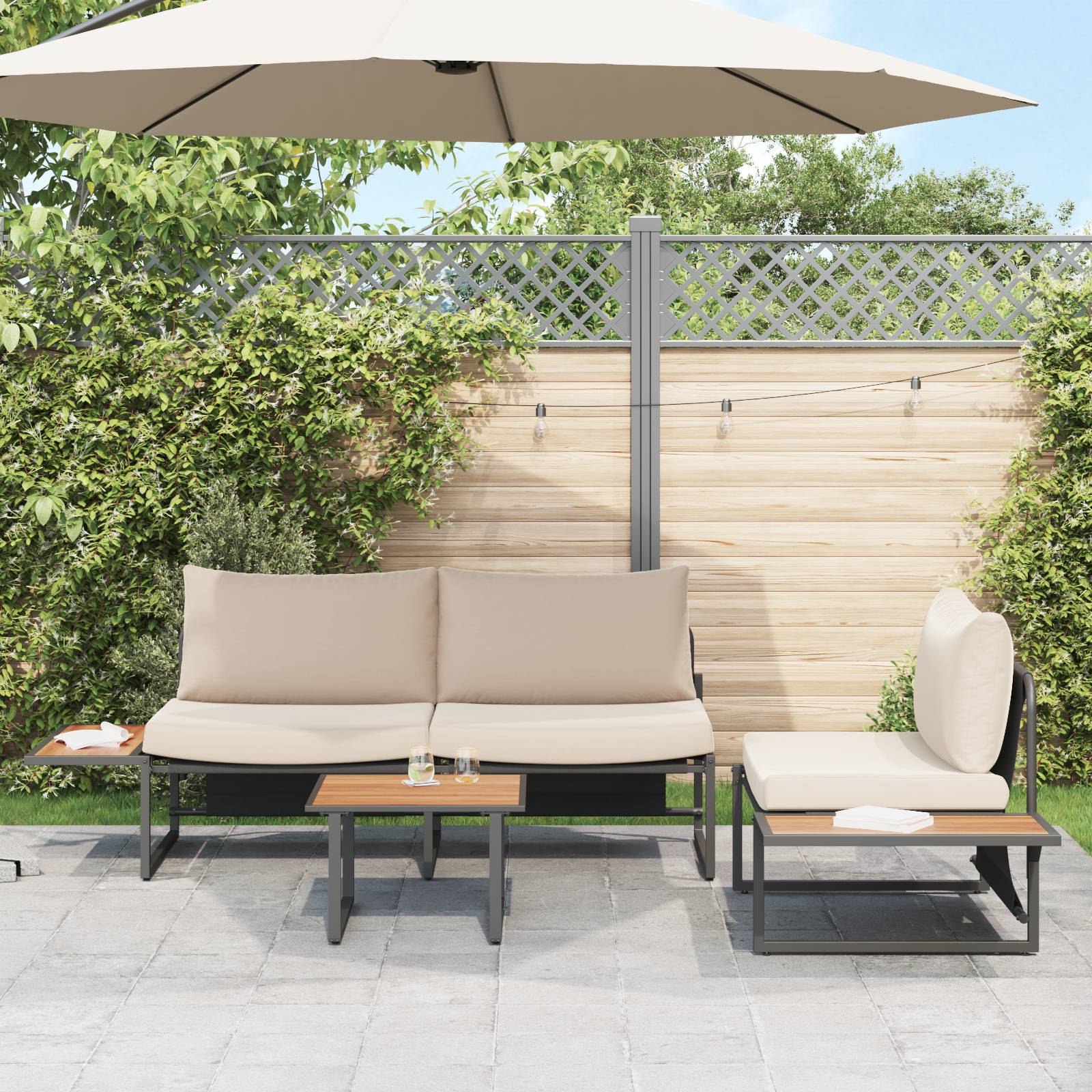 vidaXL Garten-Couchtisch Braun 55x55x35 cm DPC und Stahl