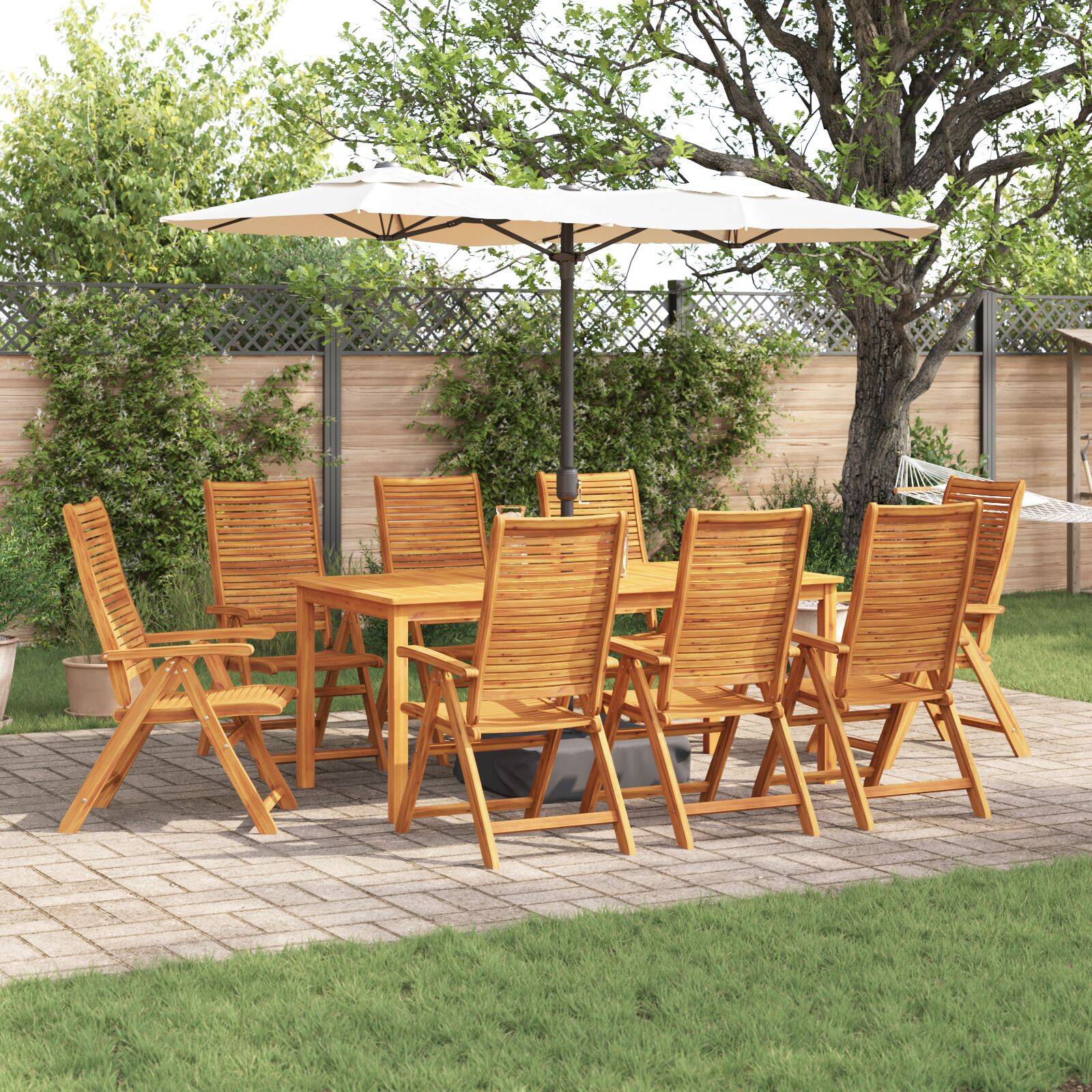 vidaXL 9-teiliges Garten-Esszimmer-Set aus Akazienholz