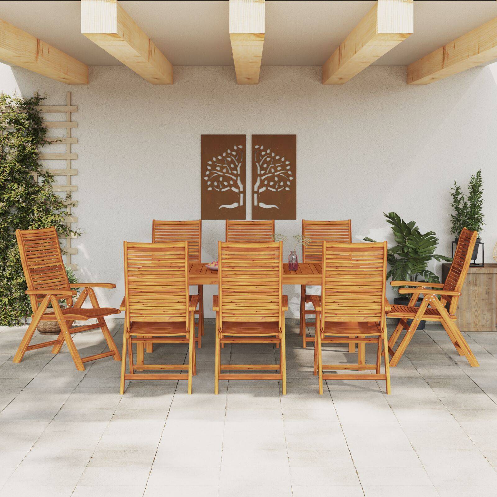 vidaXL 9-teiliges Garten-Esszimmer-Set aus Akazienholz