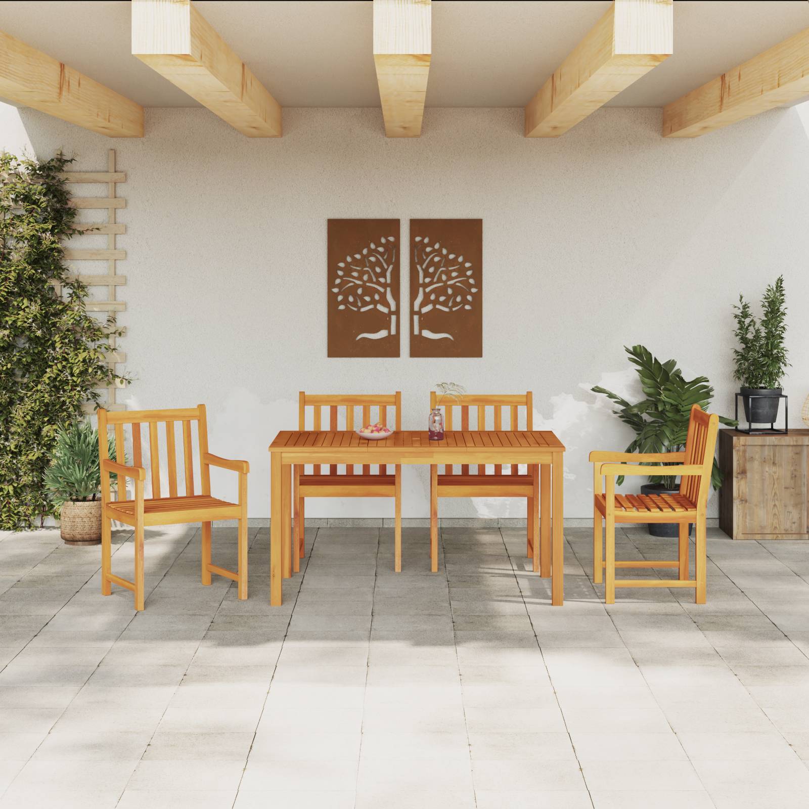 vidaXL 5-tlg. Garten-Essgruppe Massivholz Akazie