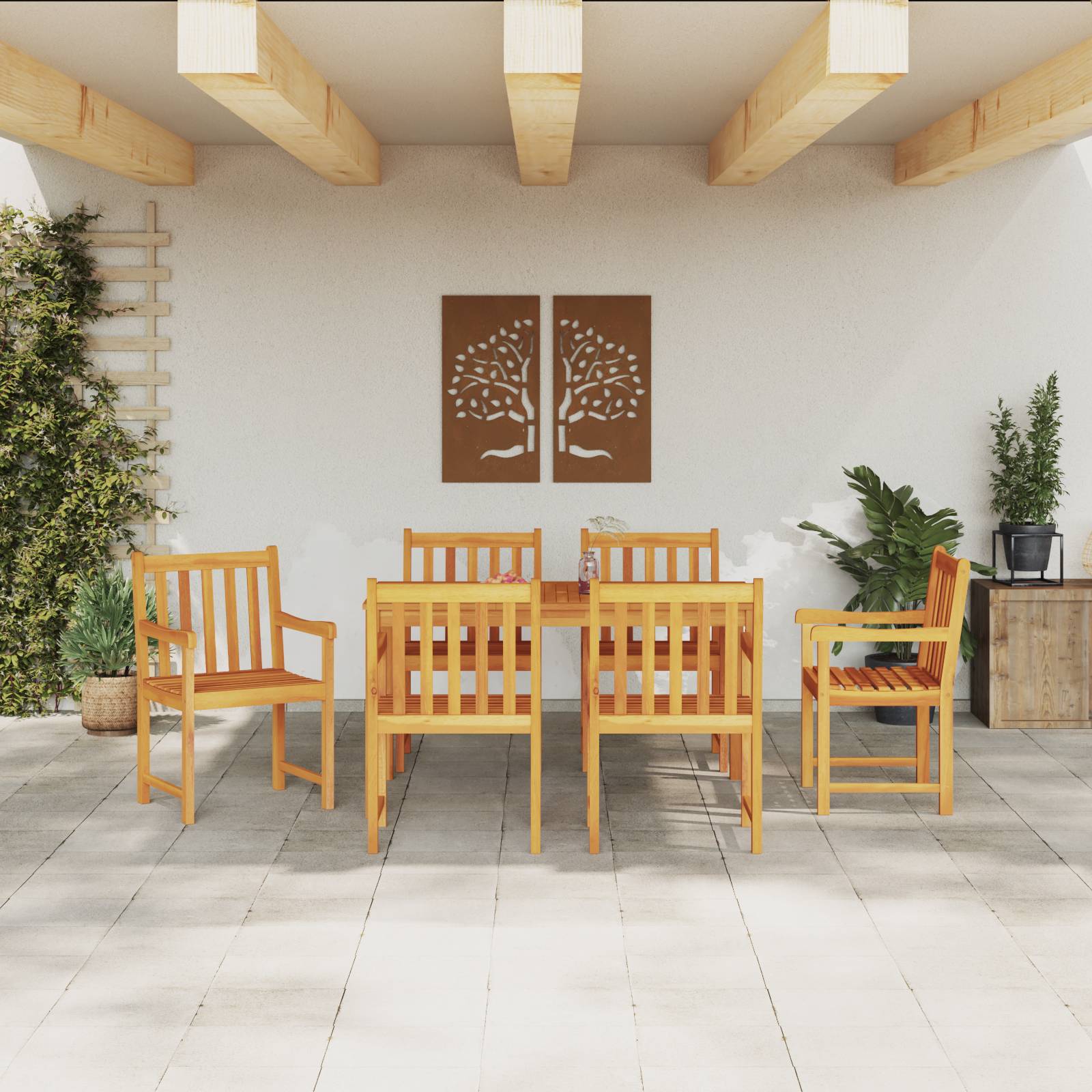 vidaXL 7-tlg. Garten-Essgruppe Massivholz Akazie