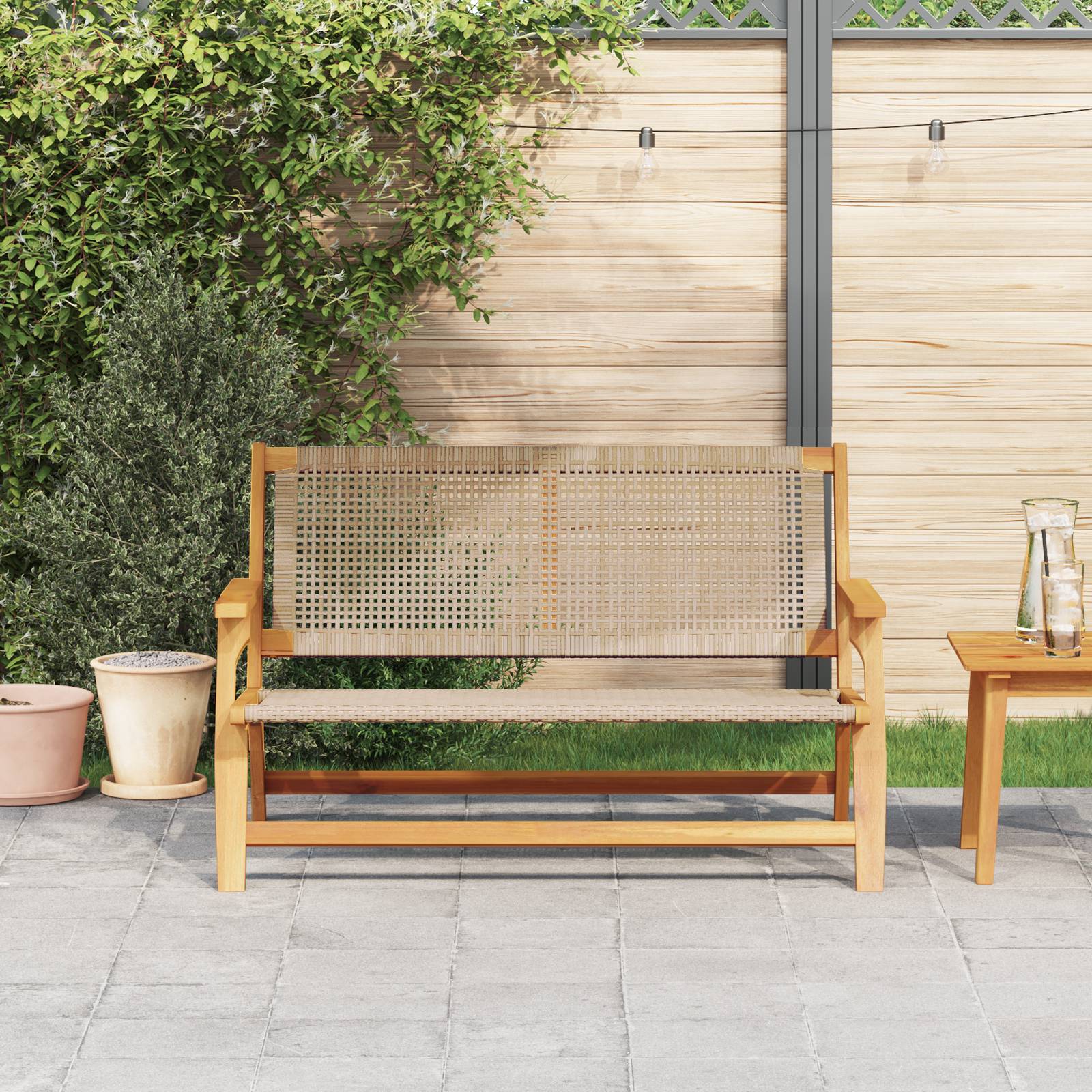 vidaXL Gartenbank Beige 122x76x73.5 cm Massivholz Akazie