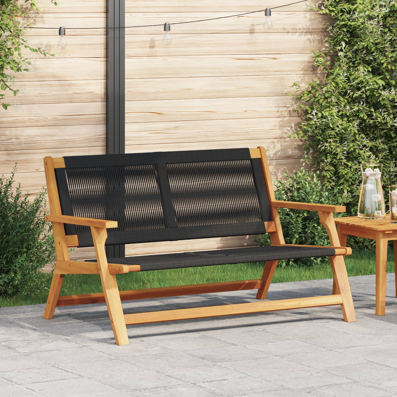 vidaXL Gartenbank Schwarz 76x122x73 cm Massivholz Akazie