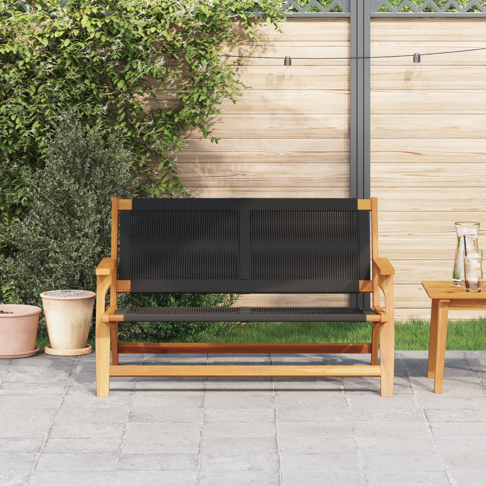 vidaXL Gartenbank Schwarz 76x122x73 cm Massivholz Akazie