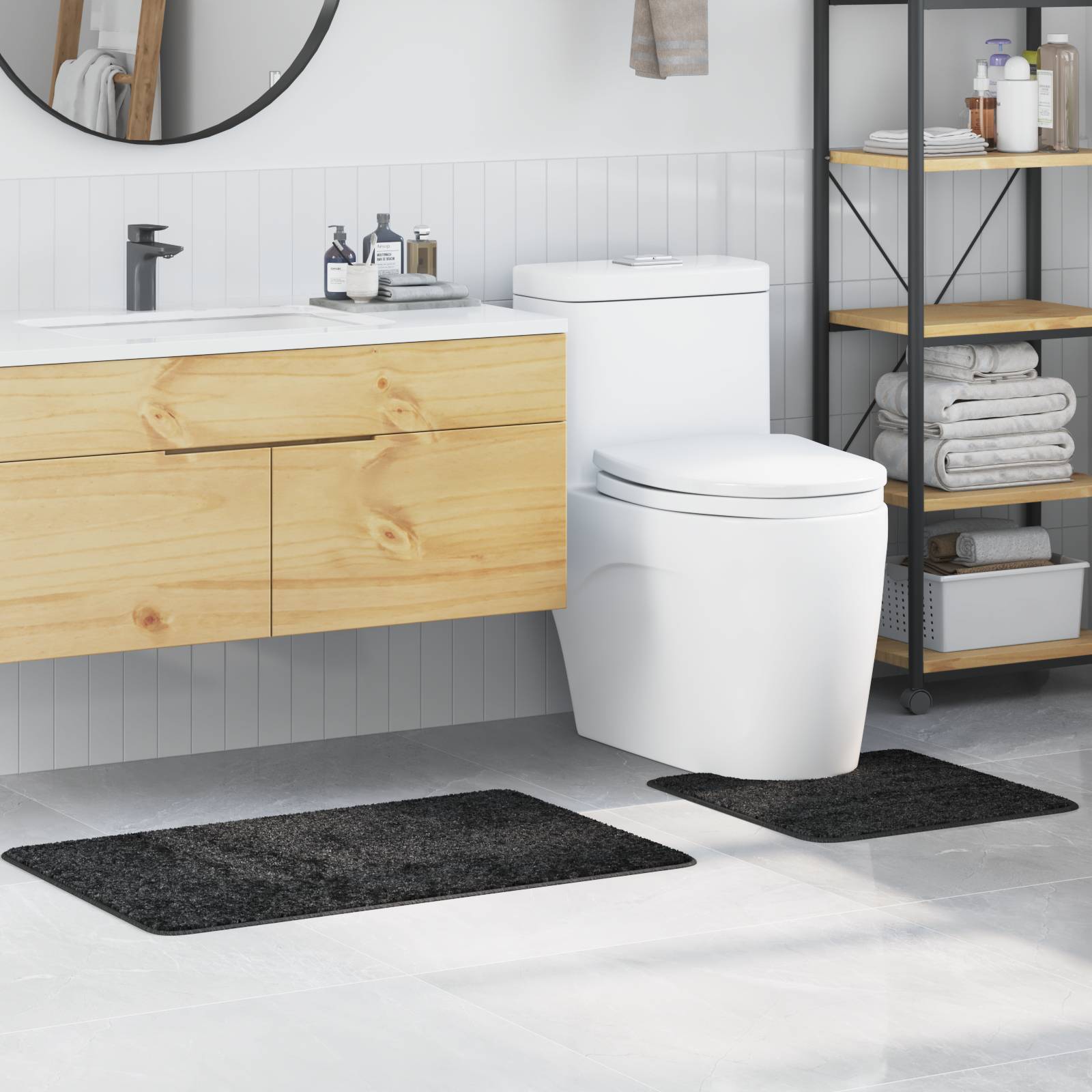 vidaXL 2-tlg. Badematten-Set Dunkelgrau Polypropylen Rutschfest