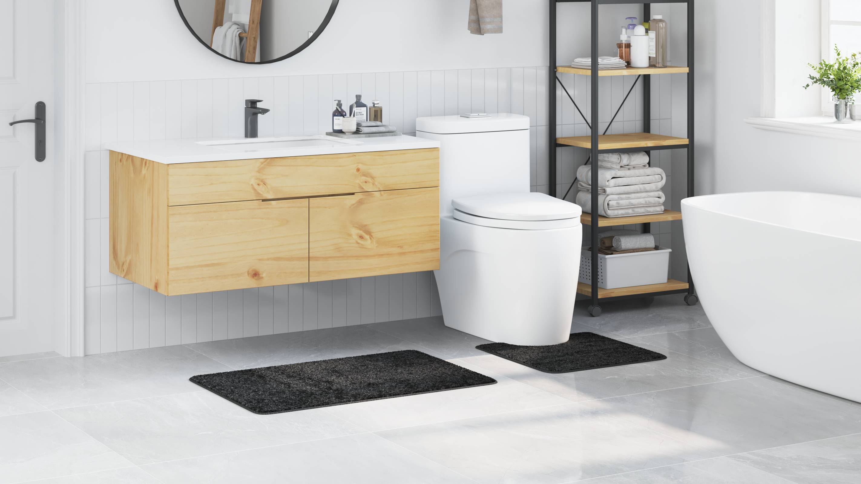 vidaXL 2-tlg. Badematten-Set Dunkelgrau Polypropylen Rutschfest