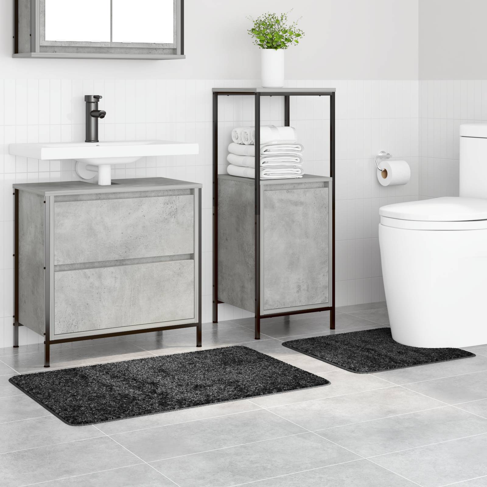 vidaXL 2-tlg. Badematten-Set Dunkelgrau Polypropylen Rutschfest