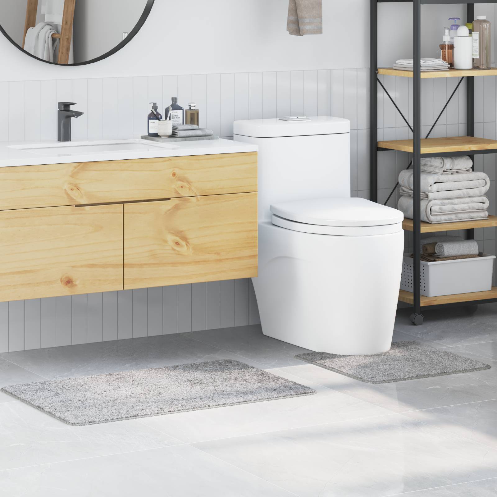 vidaXL 2-tlg. Badematten-Set Grau Polypropylen Rutschfest