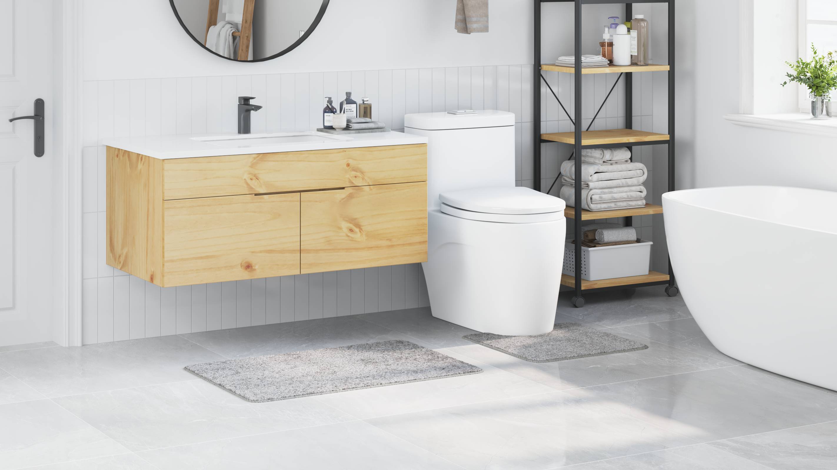 vidaXL 2-tlg. Badematten-Set Grau Polypropylen Rutschfest