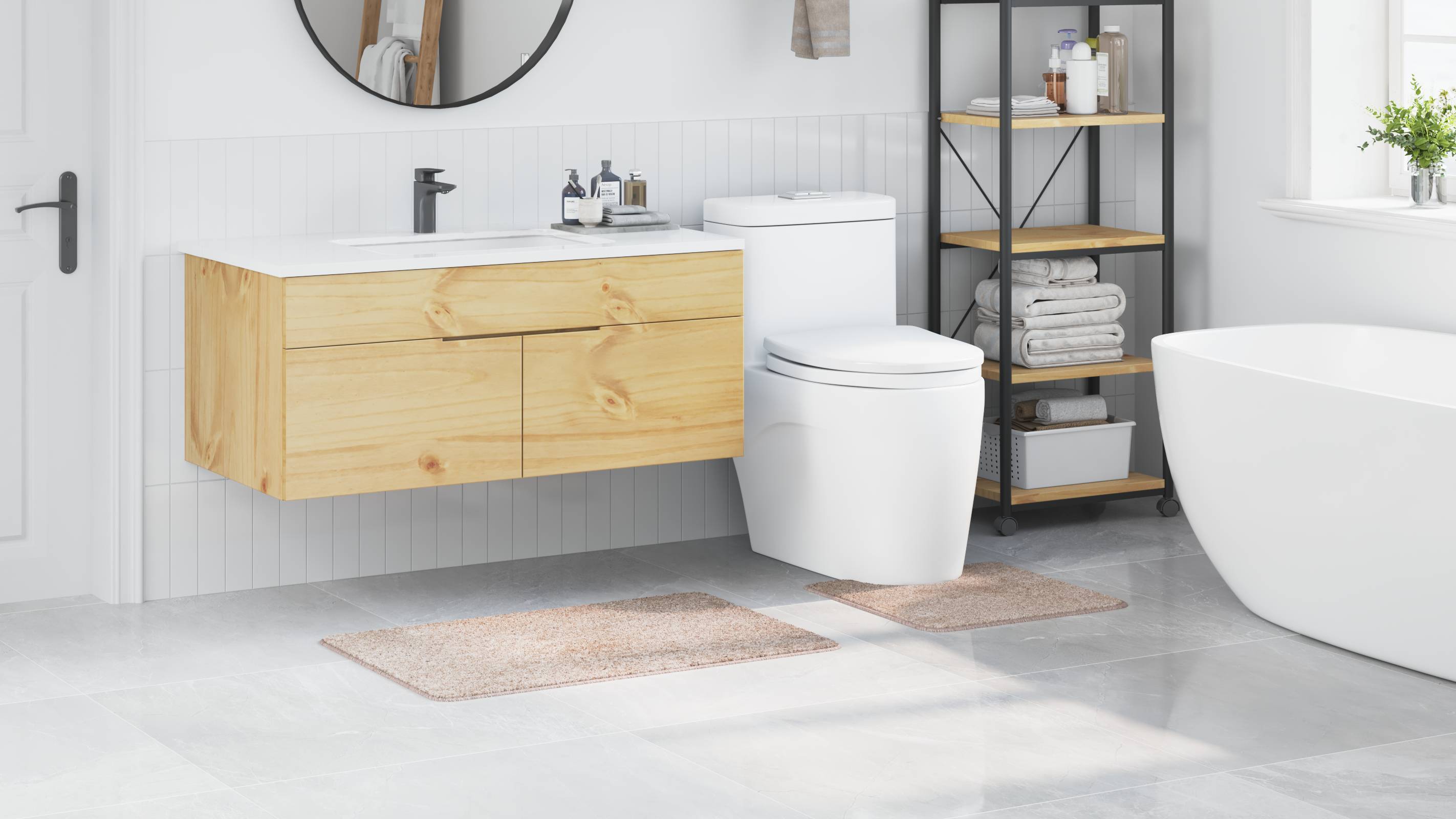 vidaXL 2-tlg. Badematten-Set Creme Polypropylen Rutschfest