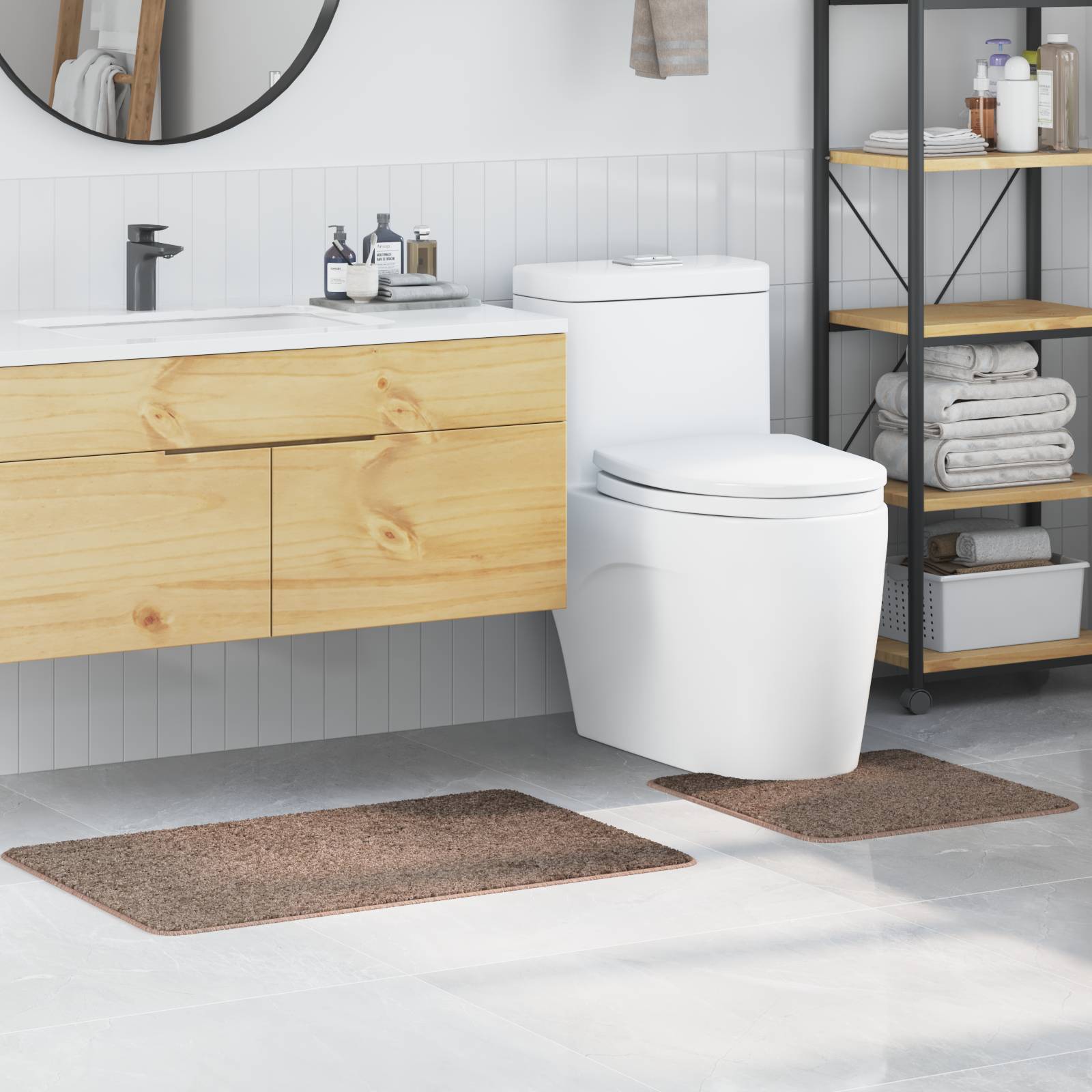 vidaXL 2-tlg. Badematten-Set Braun Polypropylen Rutschfest