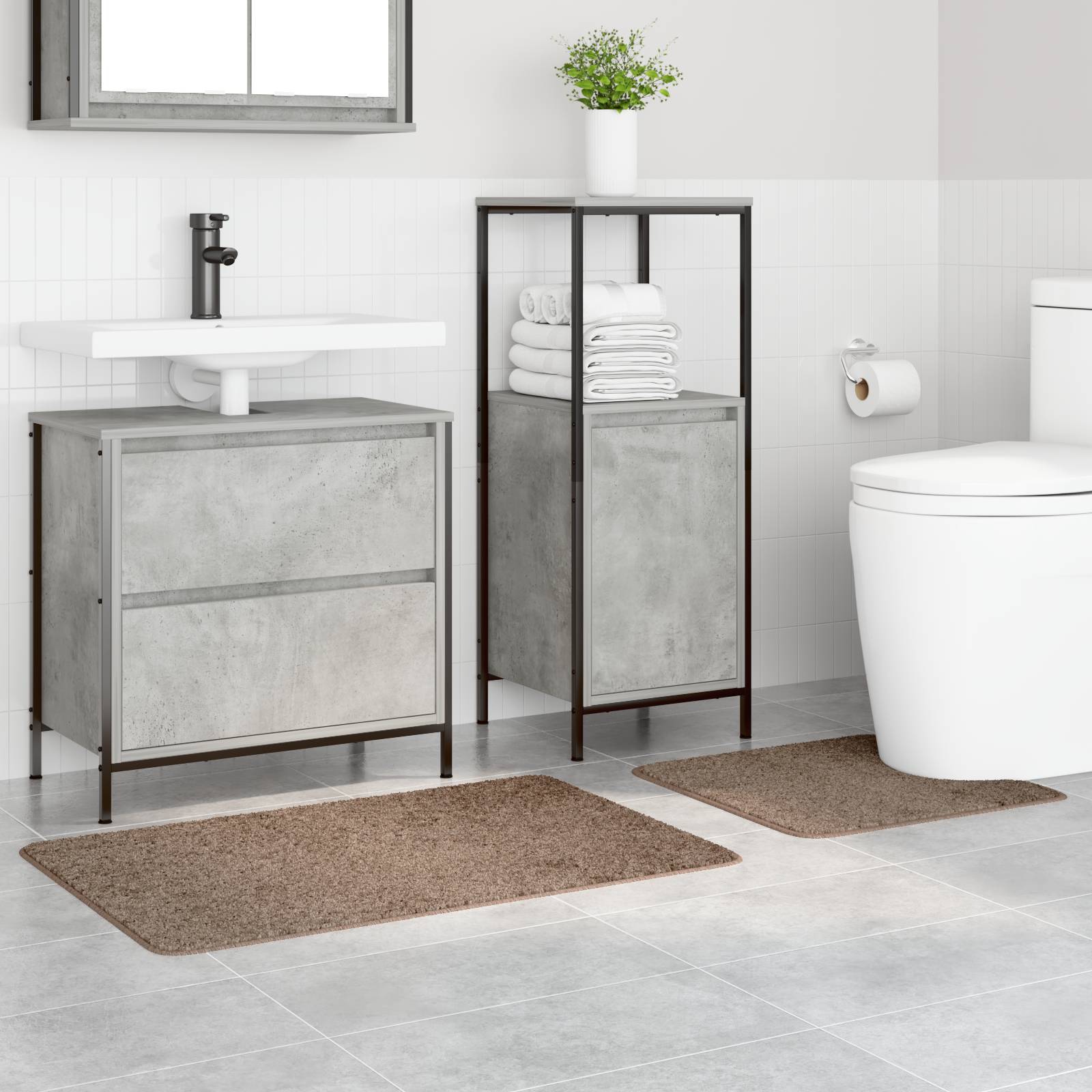 vidaXL 2-tlg. Badematten-Set Braun Polypropylen Rutschfest
