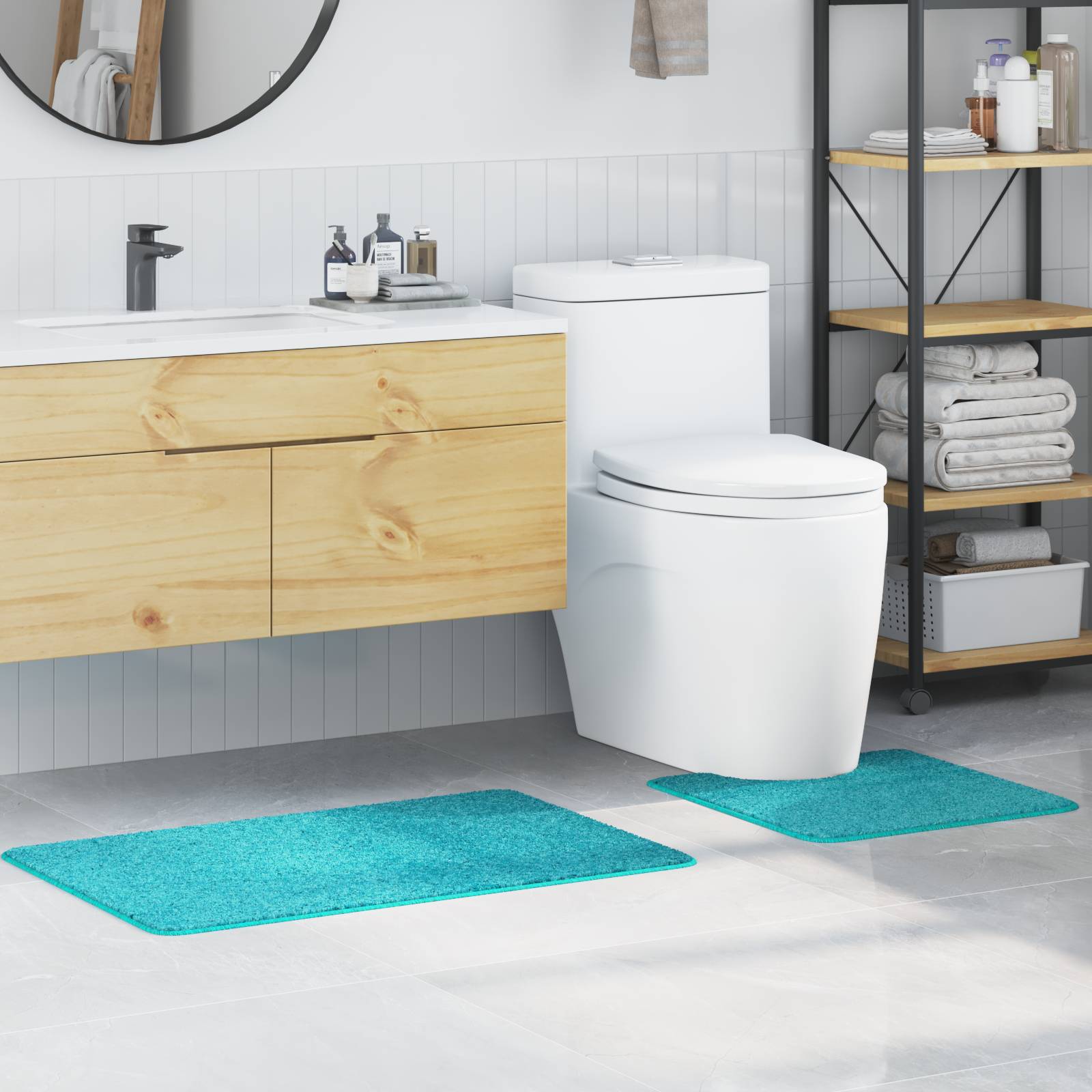 vidaXL 2-tlg. Badematten-Set Türkis Polypropylen Rutschfest