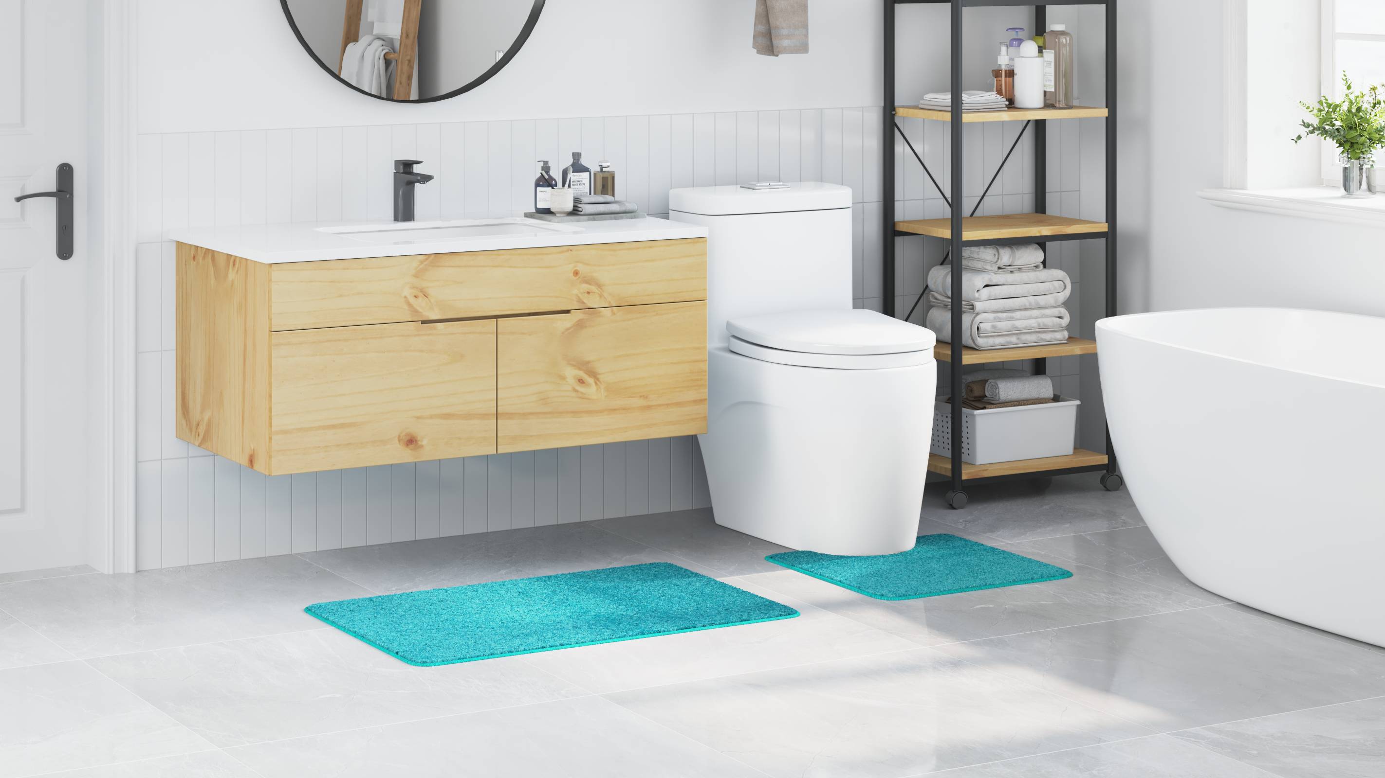 vidaXL 2-tlg. Badematten-Set Türkis Polypropylen Rutschfest