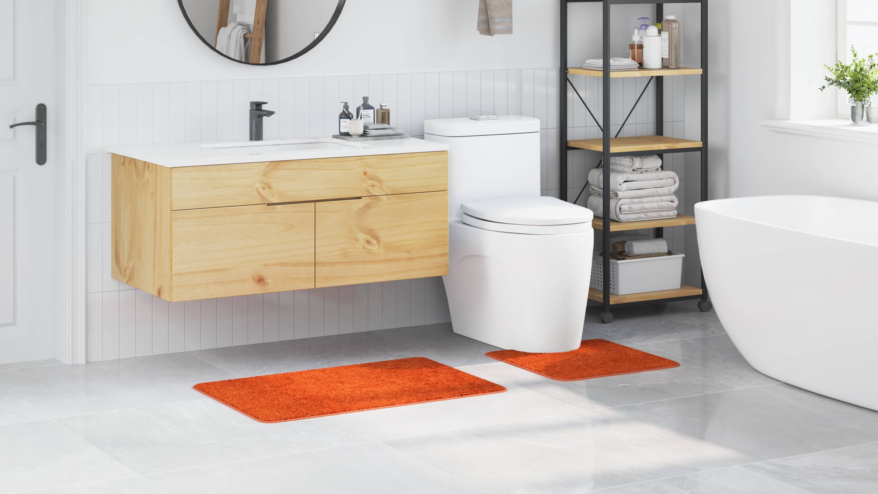 vidaXL 2-tlg. Badematten-Set Orange Polypropylen Rutschfest