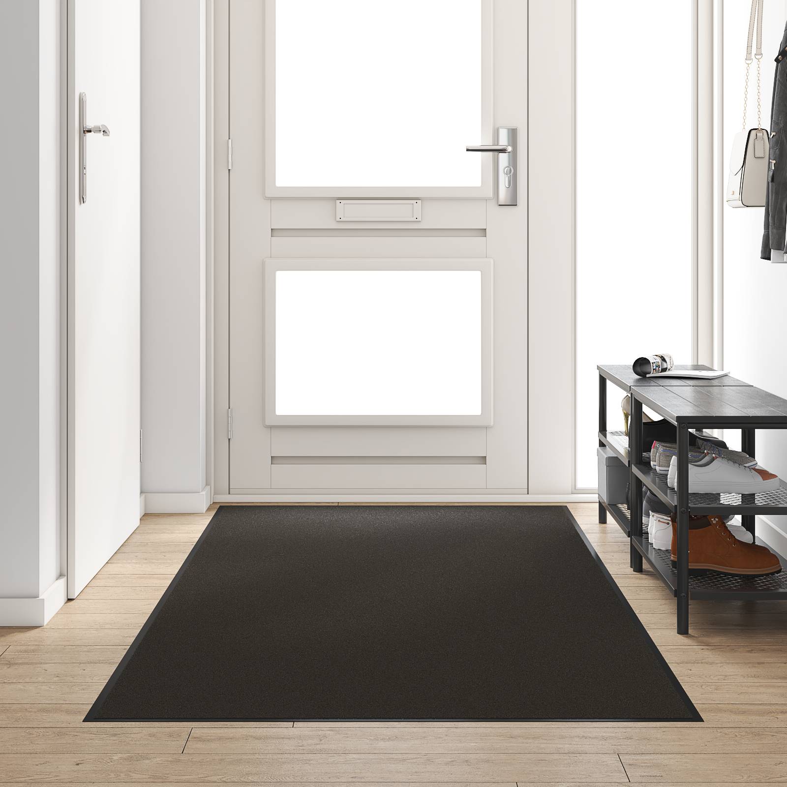vidaXL Fußmatte Waschbar Schwarz 120x250 cm