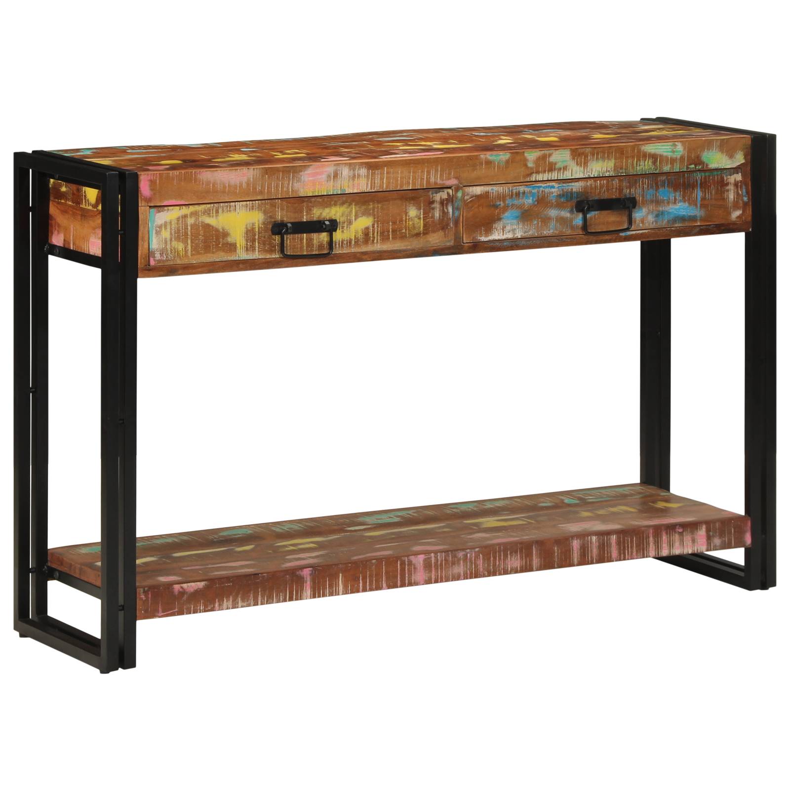 vidaXL Konsolentisch Mehrfarbig 120x33x75 cm Altholz Massiv