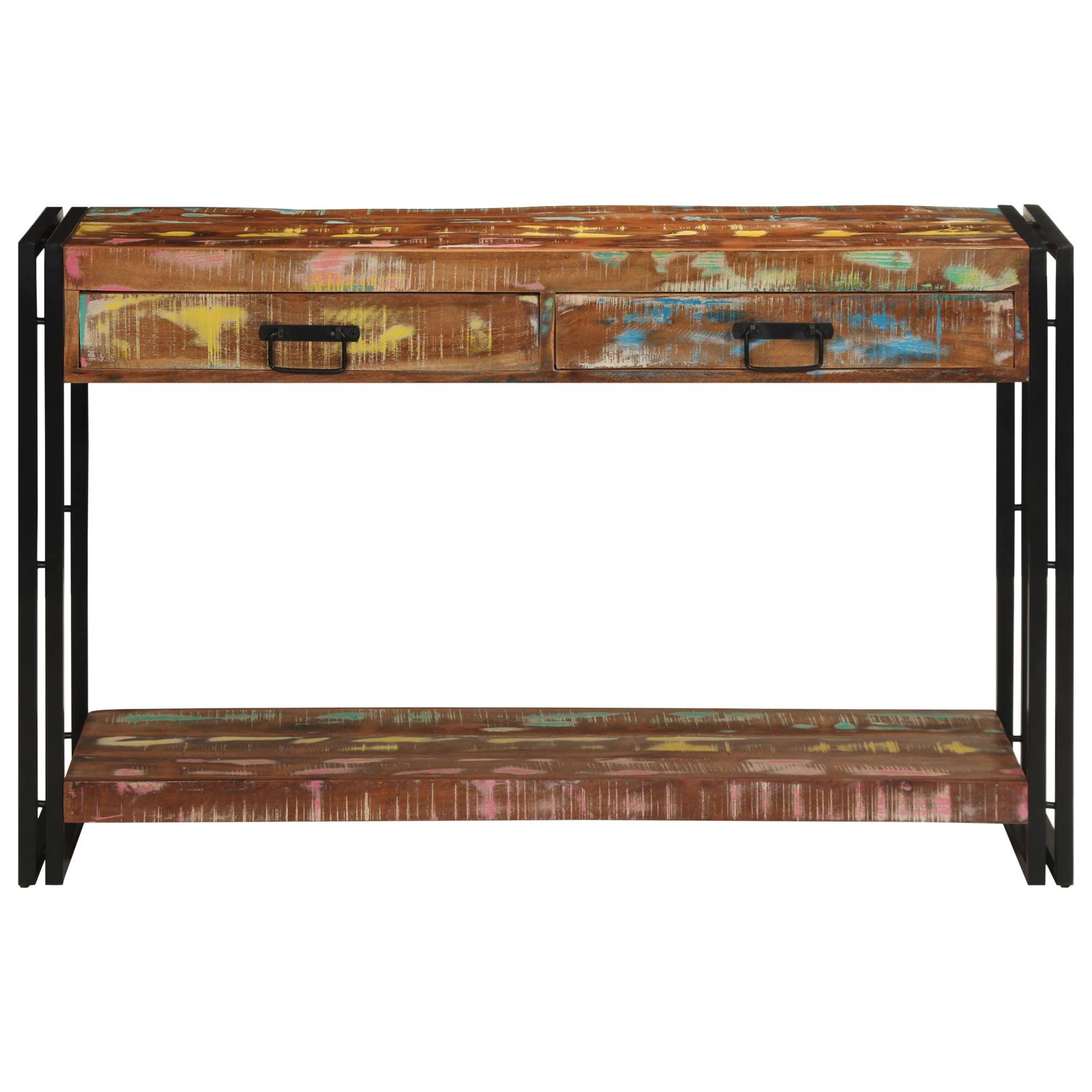 vidaXL Konsolentisch Mehrfarbig 120x33x75 cm Altholz Massiv