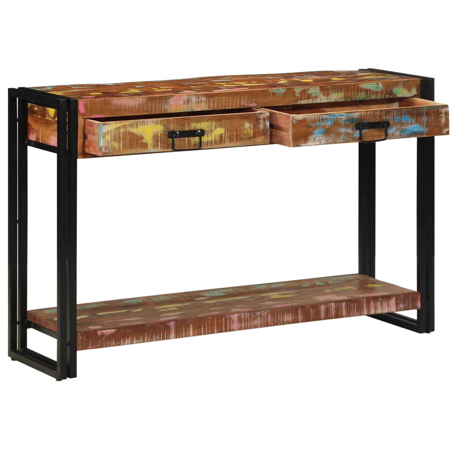 vidaXL Konsolentisch Mehrfarbig 120x33x75 cm Altholz Massiv