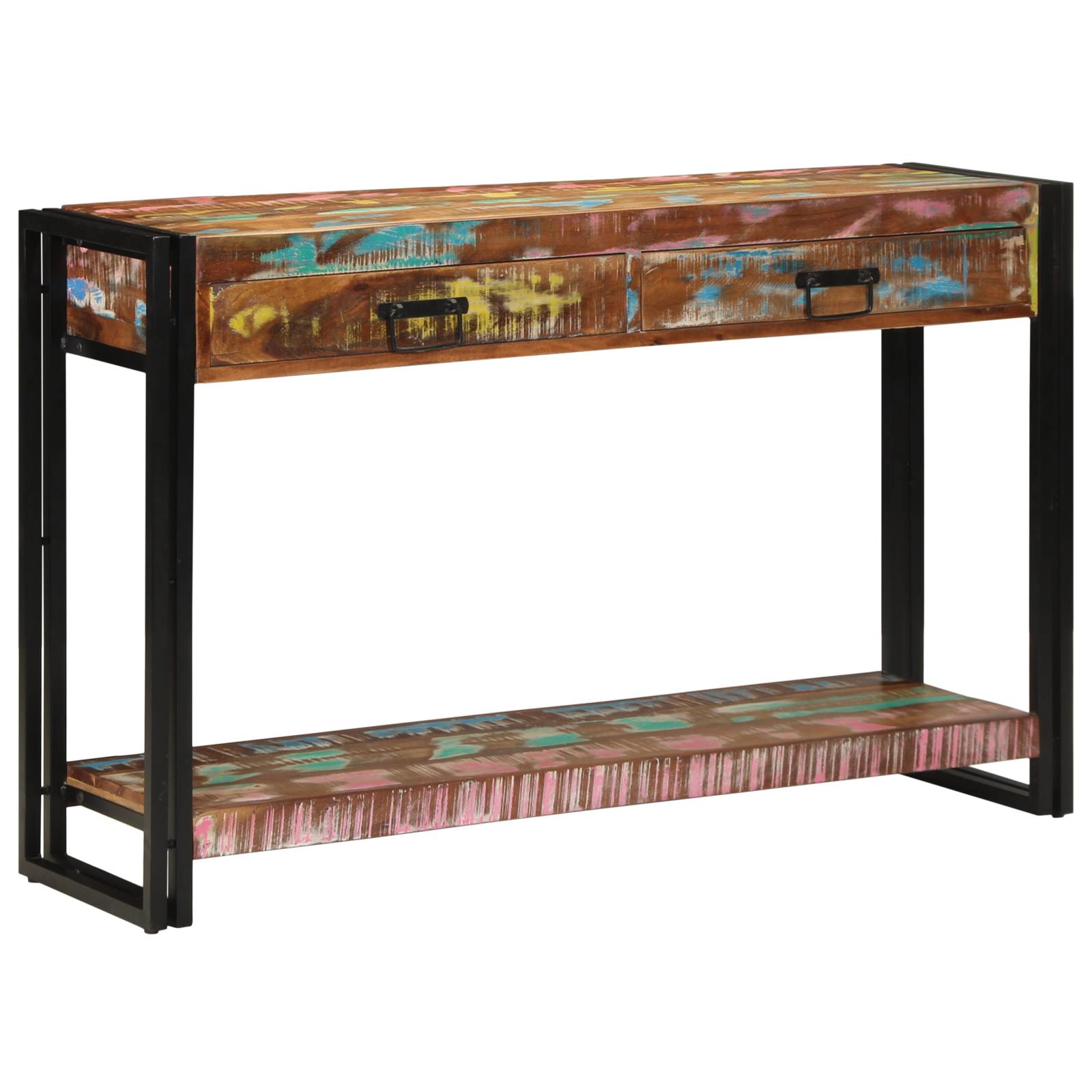vidaXL Konsolentisch Mehrfarbig 120x33x75 cm Altholz Massiv