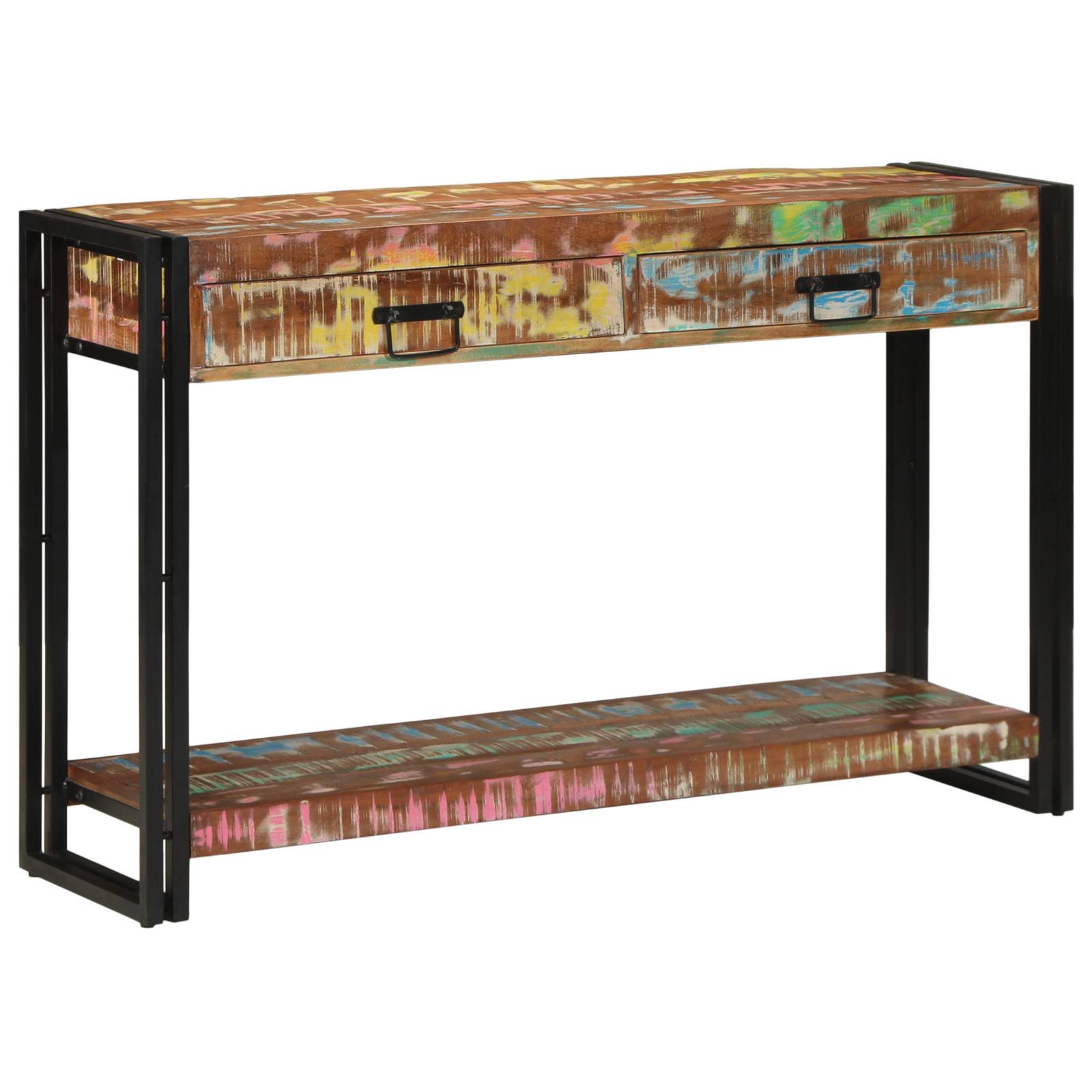vidaXL Konsolentisch Mehrfarbig 120x33x75 cm Altholz Massiv