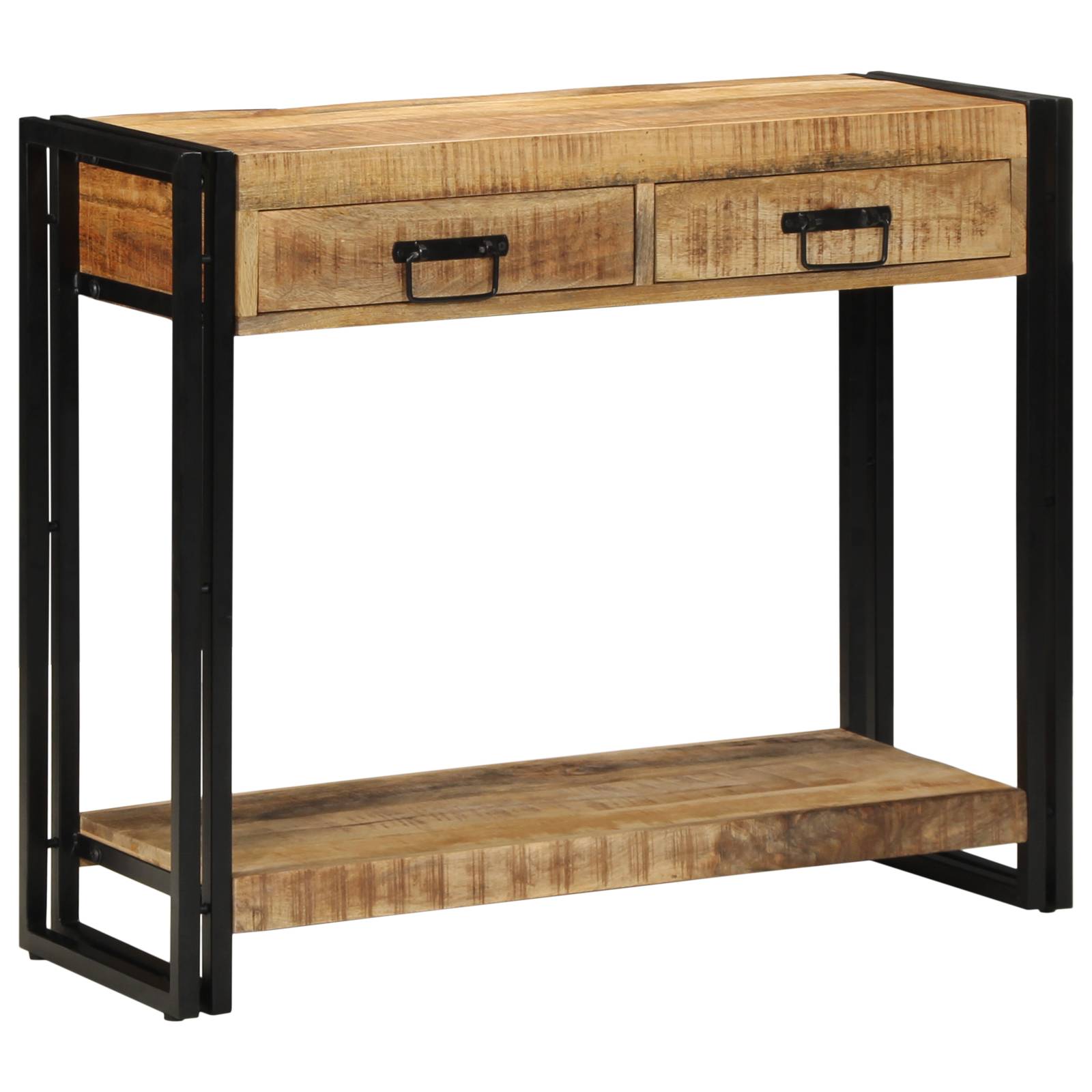 vidaXL Konsolentisch 90x33x75 cm Raues Mangoholz