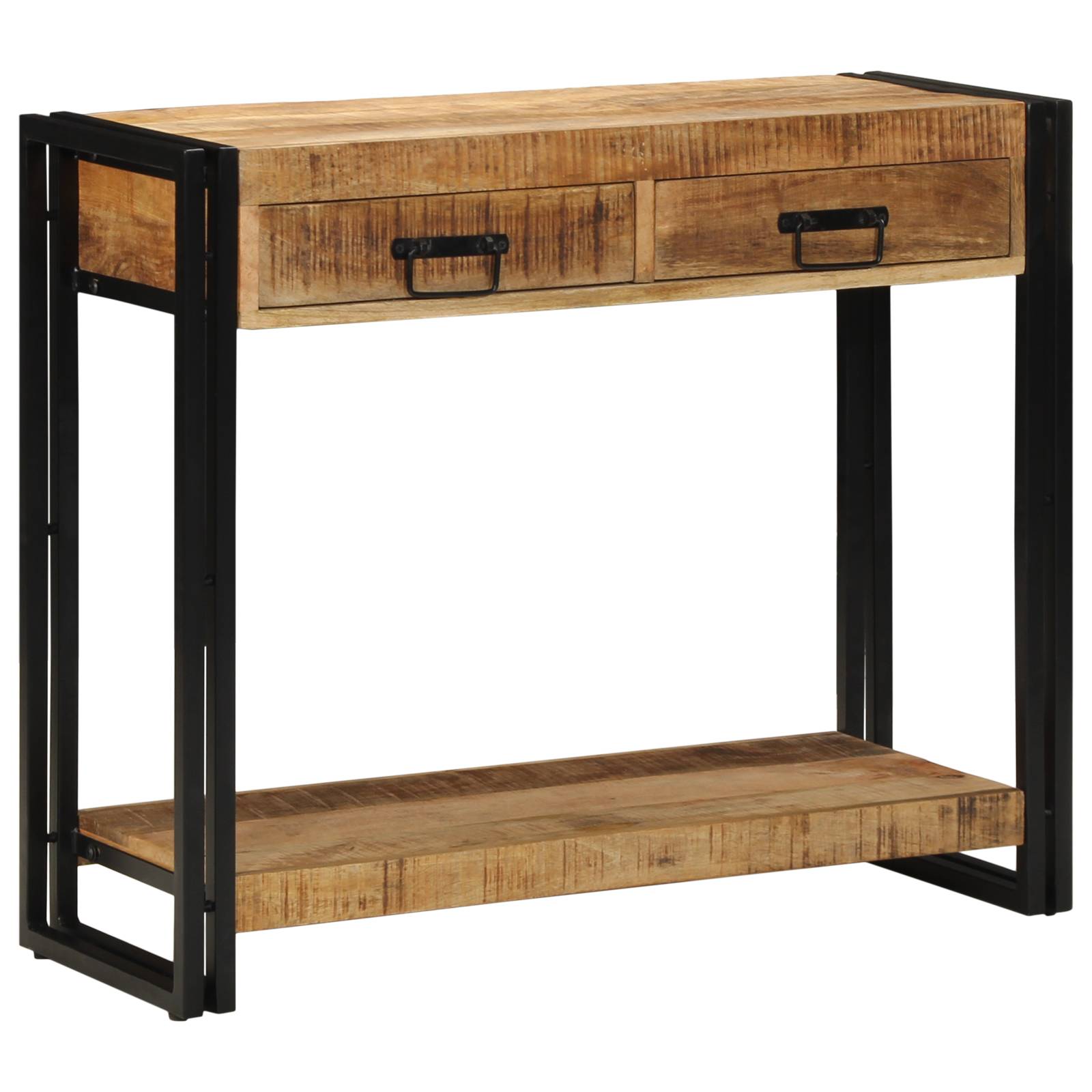 vidaXL Konsolentisch 90x33x75 cm Raues Mangoholz