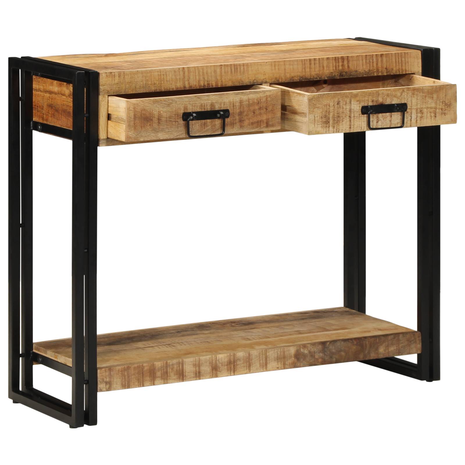 vidaXL Konsolentisch 90x33x75 cm Raues Mangoholz