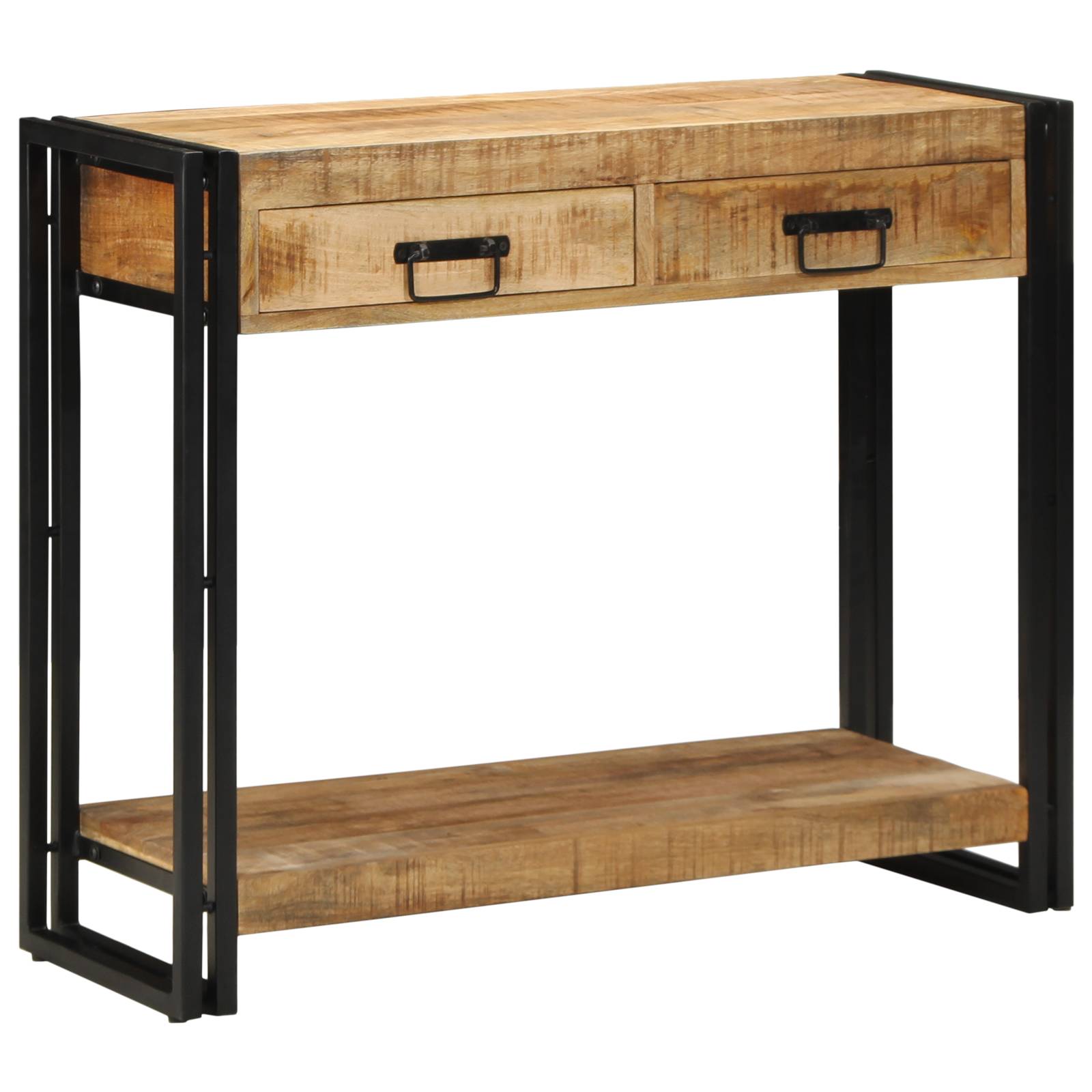 vidaXL Konsolentisch 90x33x75 cm Raues Mangoholz