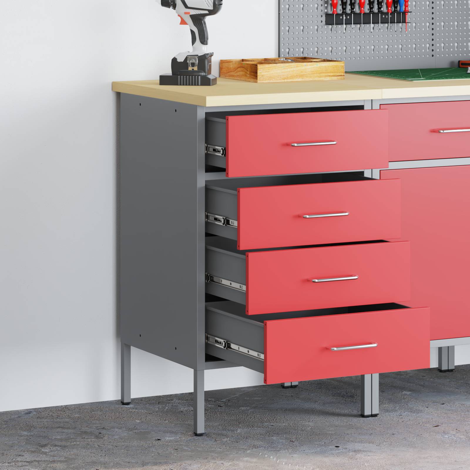 vidaXL Werkstattschrank Rot 50x55x85 cm Stahl