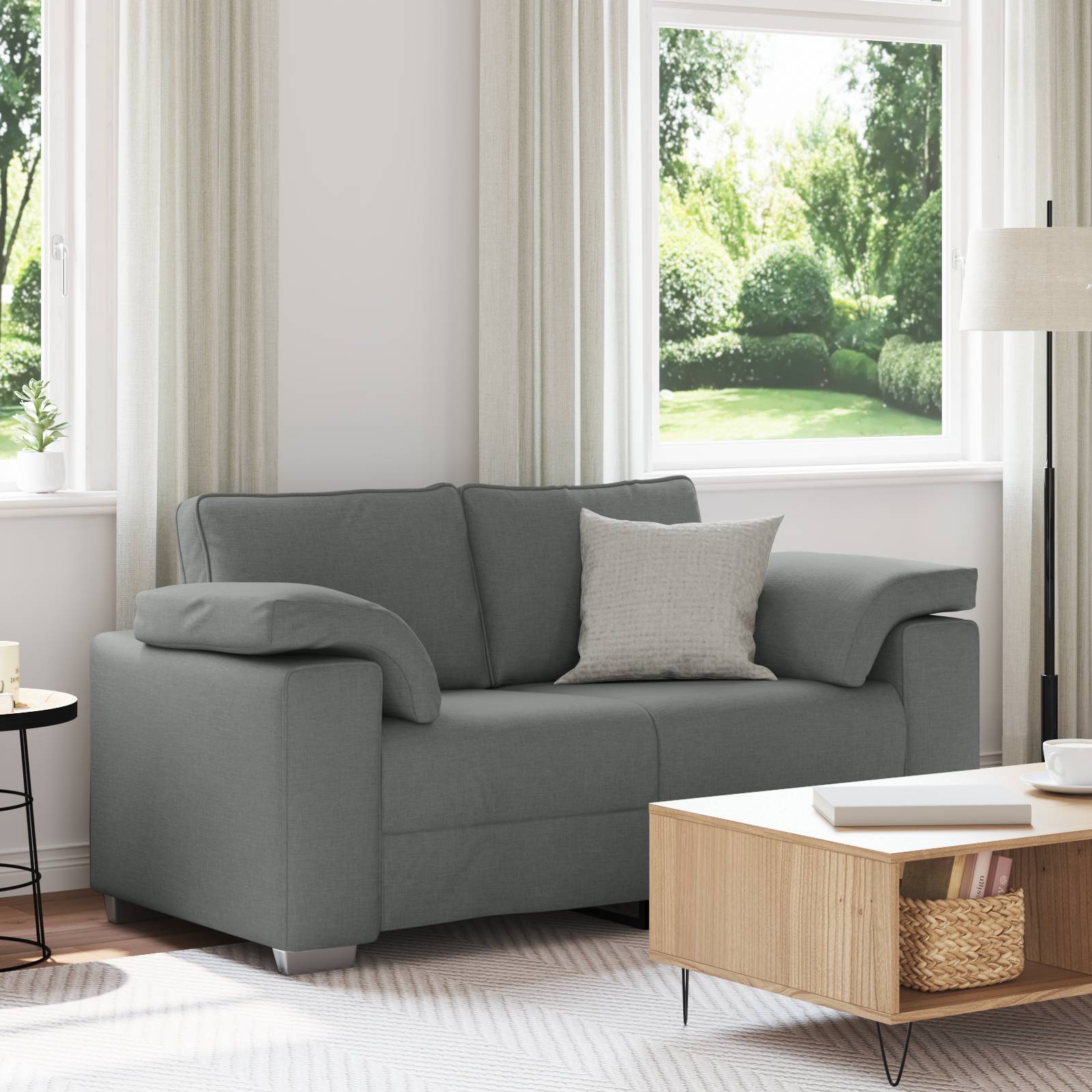 vidaXL Sofa 2-Sitzer Dunkelgrau 120 cm Stoff
