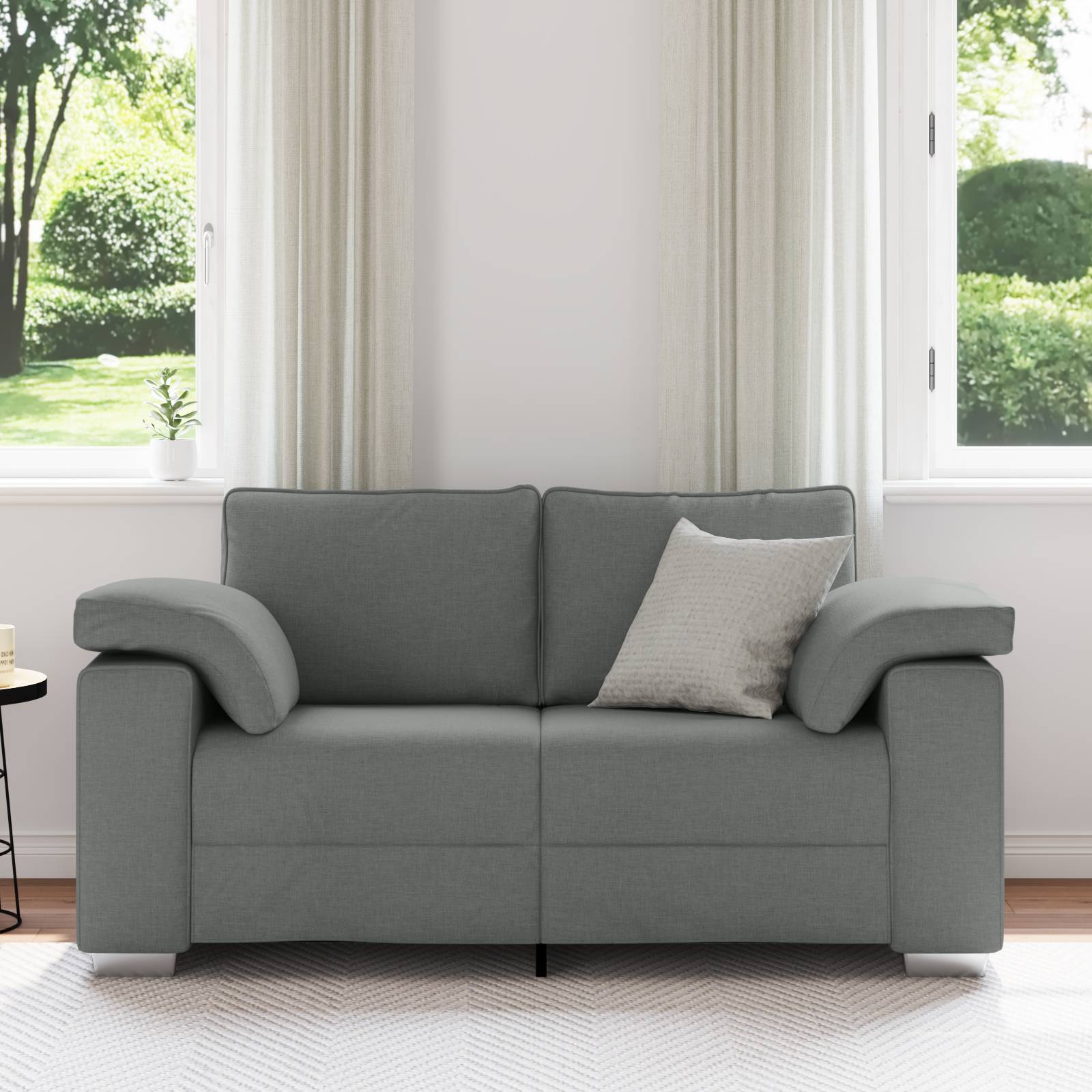 vidaXL Sofa 2-Sitzer Dunkelgrau 120 cm Stoff