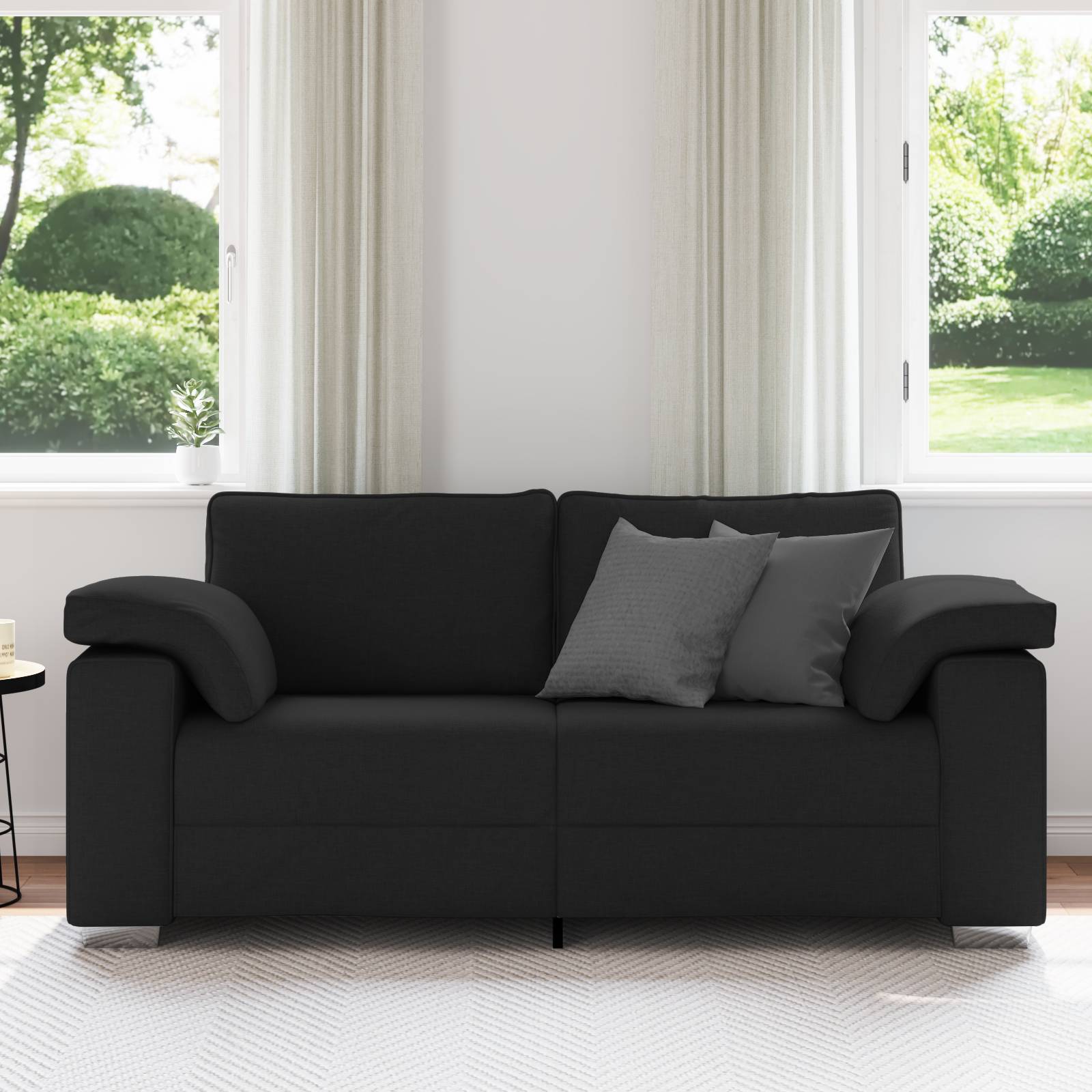 vidaXL Sofa 2-Sitzer Schwarz 140 cm Stoff