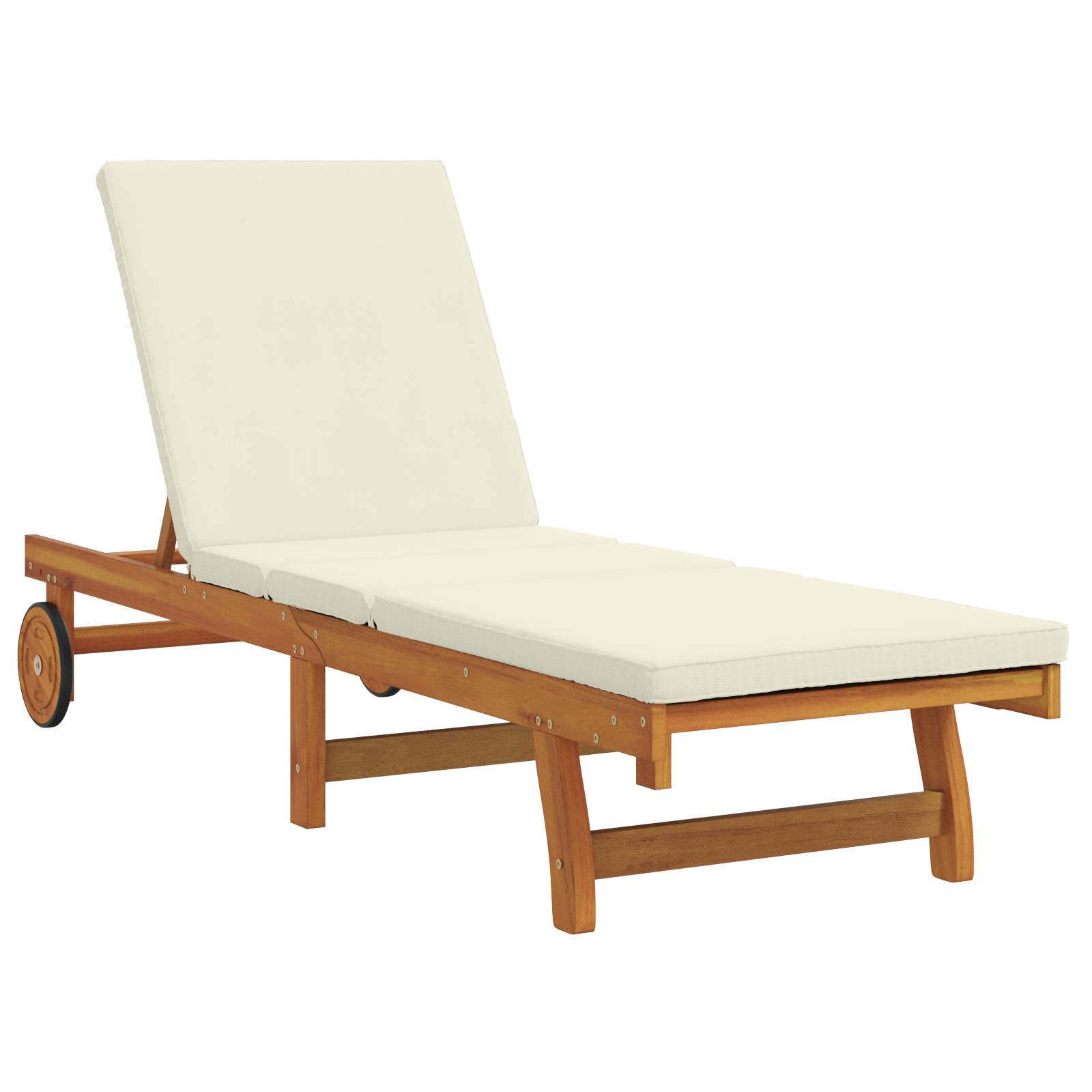 vidaXL Sonnenliege mit Rädern, Tisch und Kissen Massivholz Akazie
