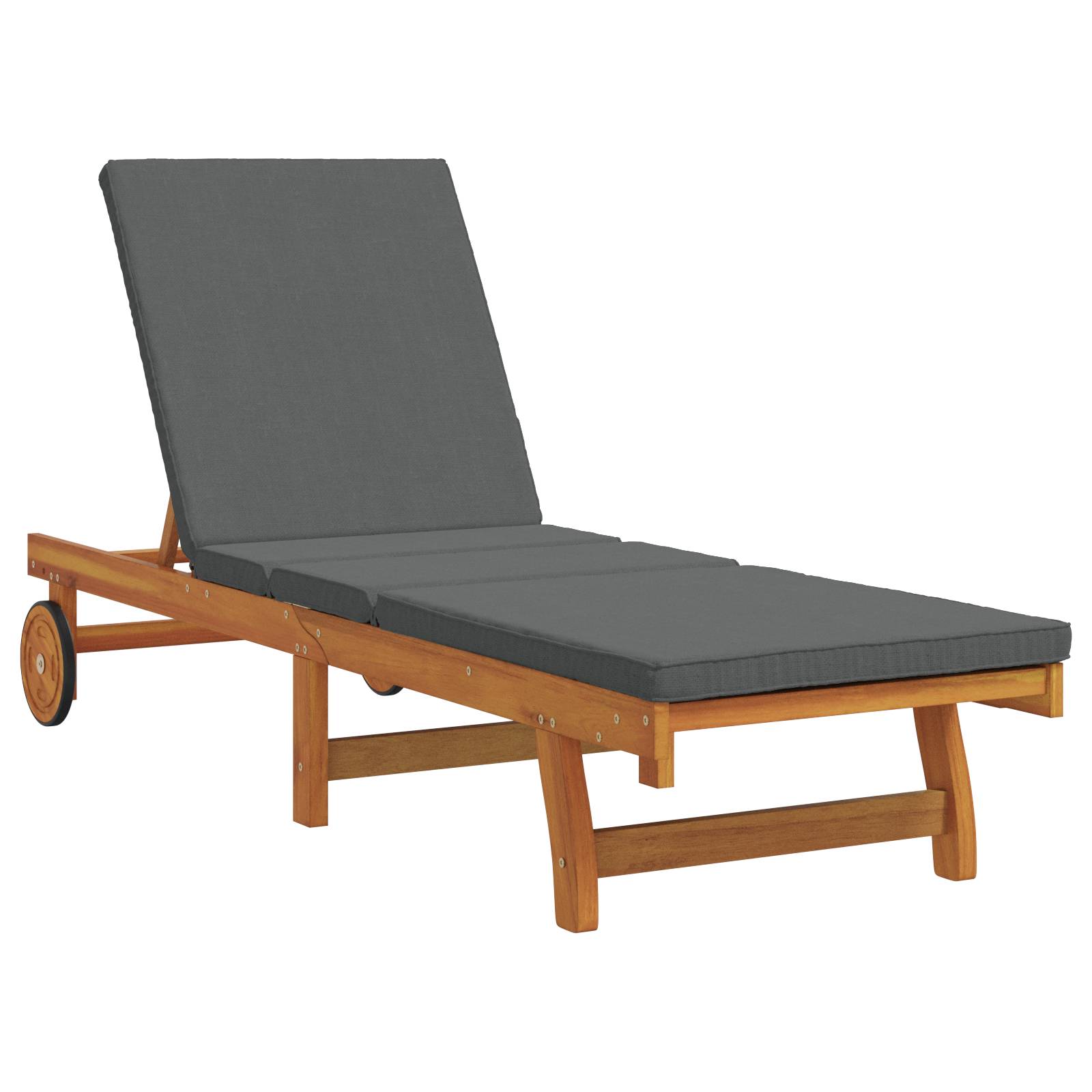 vidaXL Sonnenliege mit Rollen, Tisch und Kissen Massivholz Akazie