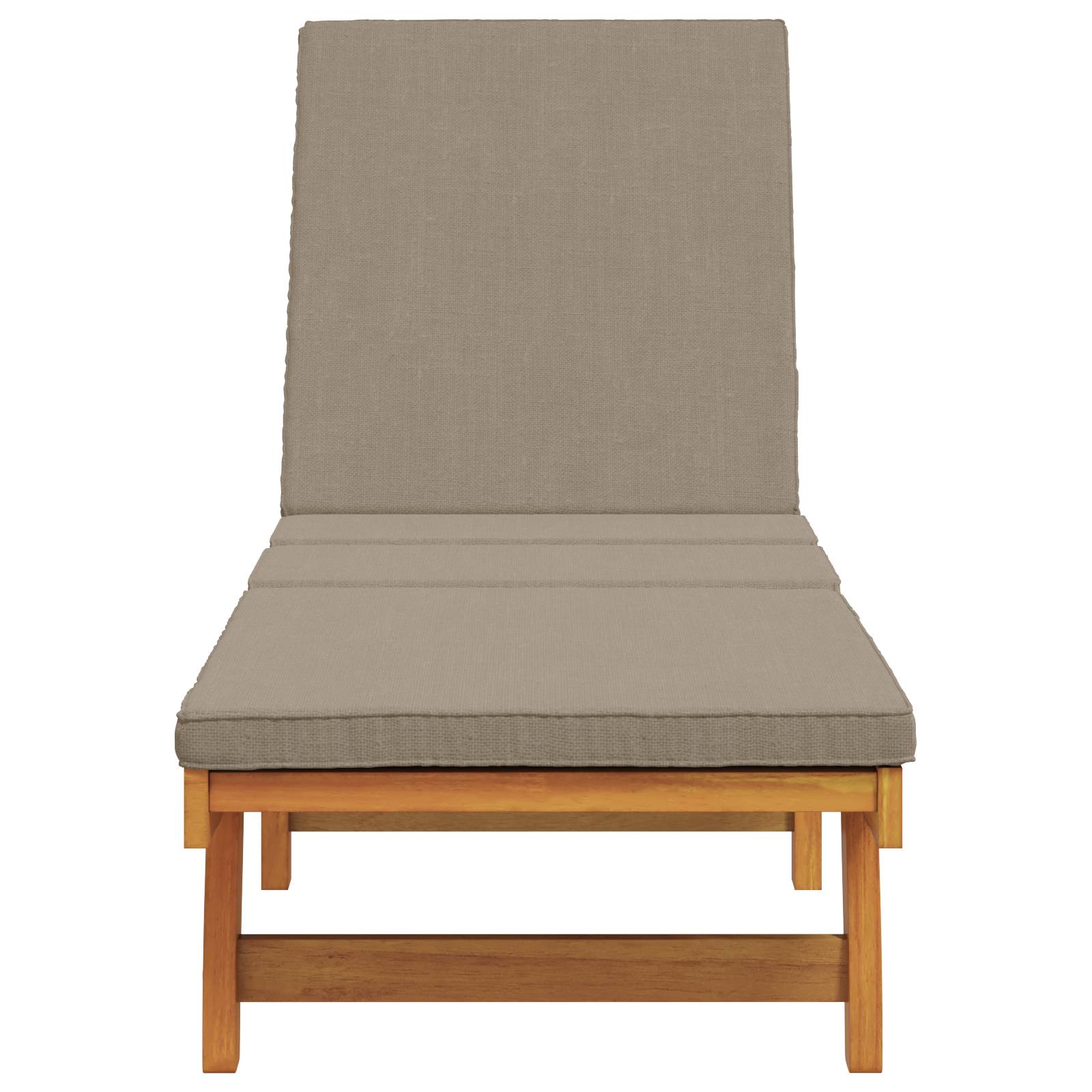 vidaXL Sonnenliege mit Rädern und Kissen Taupe Massivholz