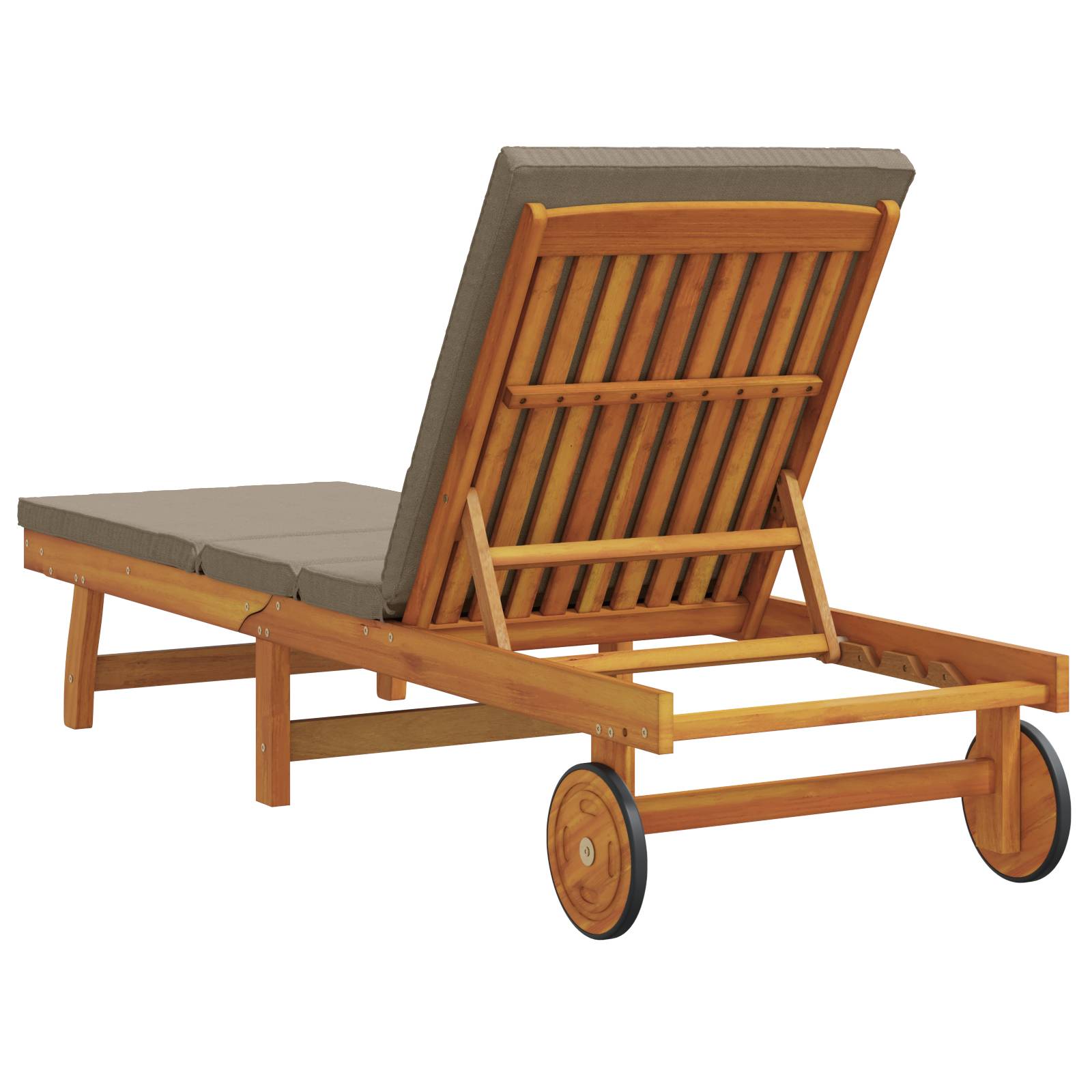vidaXL Sonnenliege mit Rädern und Kissen Taupe Massivholz