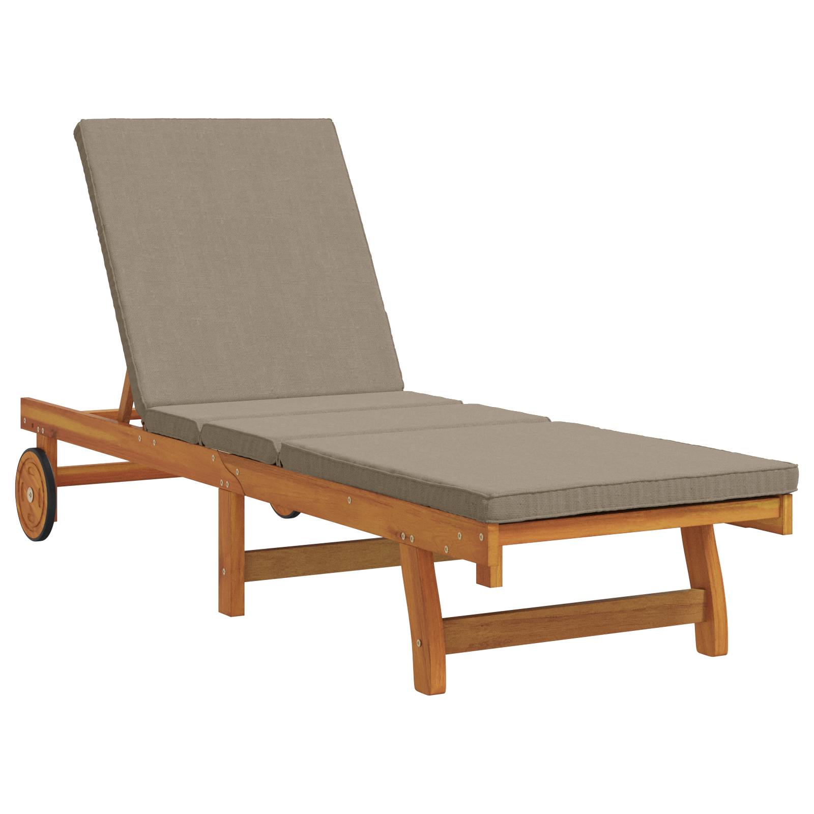 vidaXL Sonnenliege mit Rädern, Tisch und Kissen Massivholz Akazie