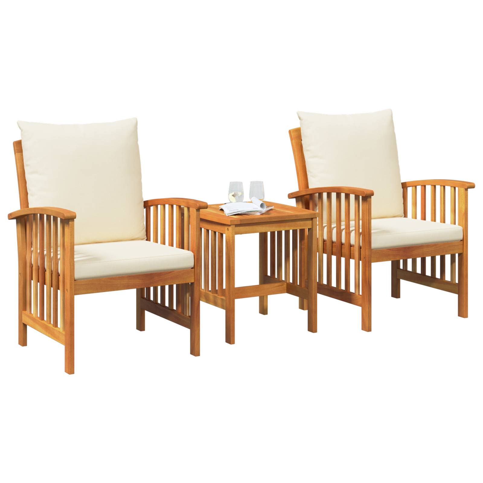 vidaXL 3-tlg. Garten-Lounge-Set mit Kissen Massivholz Akazie
