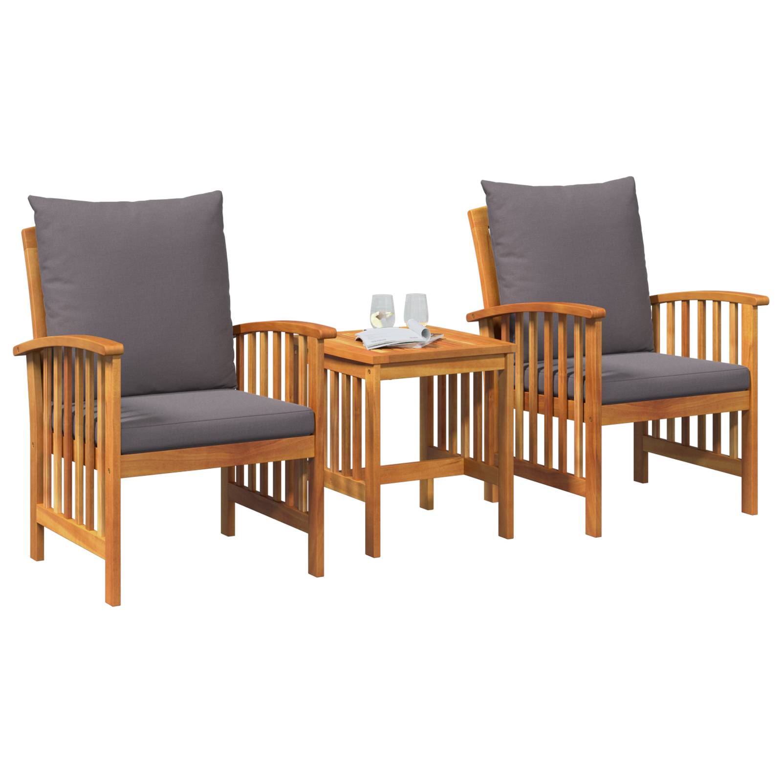 vidaXL 3-tlg. Garten-Lounge-Set mit Kissen Massivholz Akazie