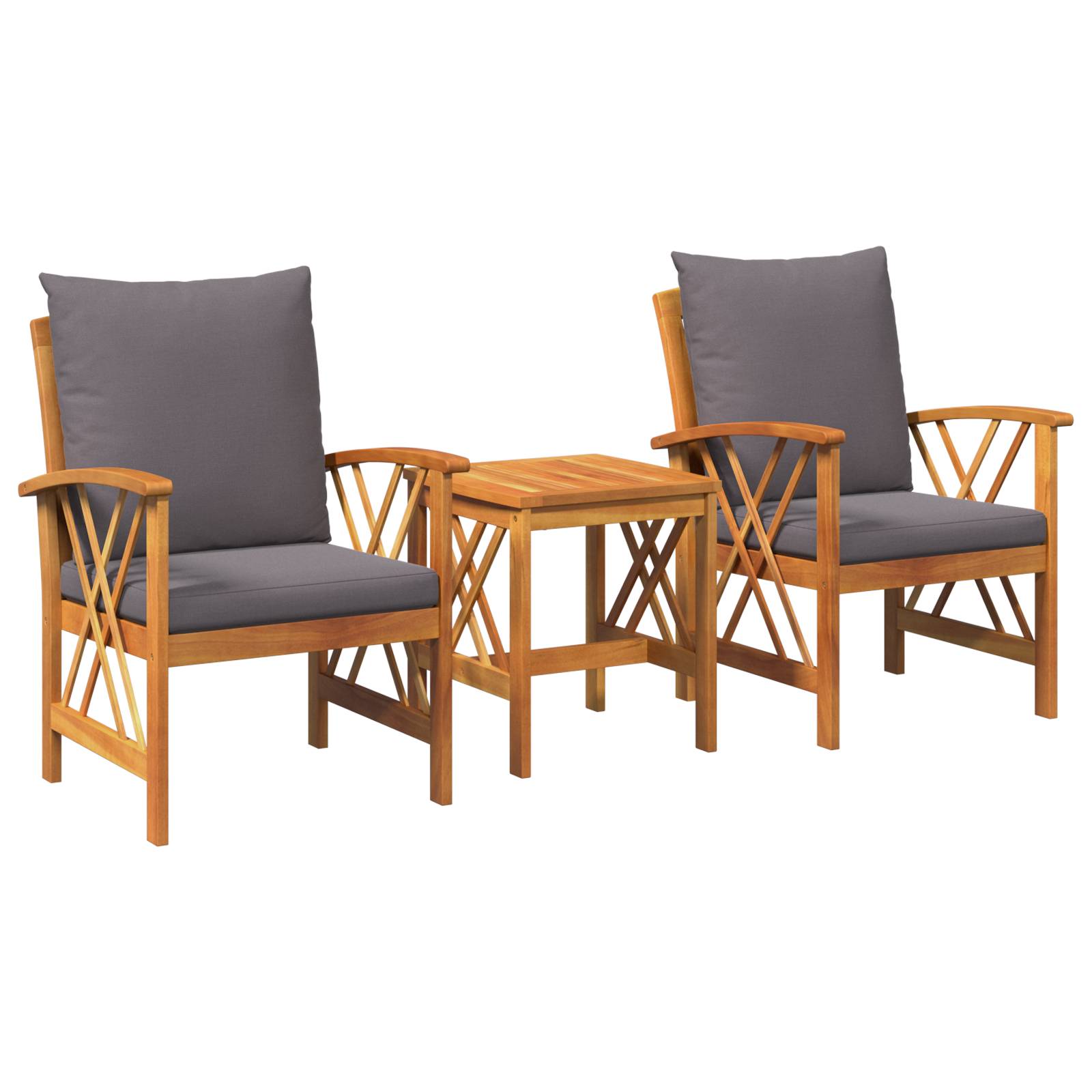 vidaXL 3-tlg. Garten-Lounge-Set mit Kissen Massivholz Akazie
