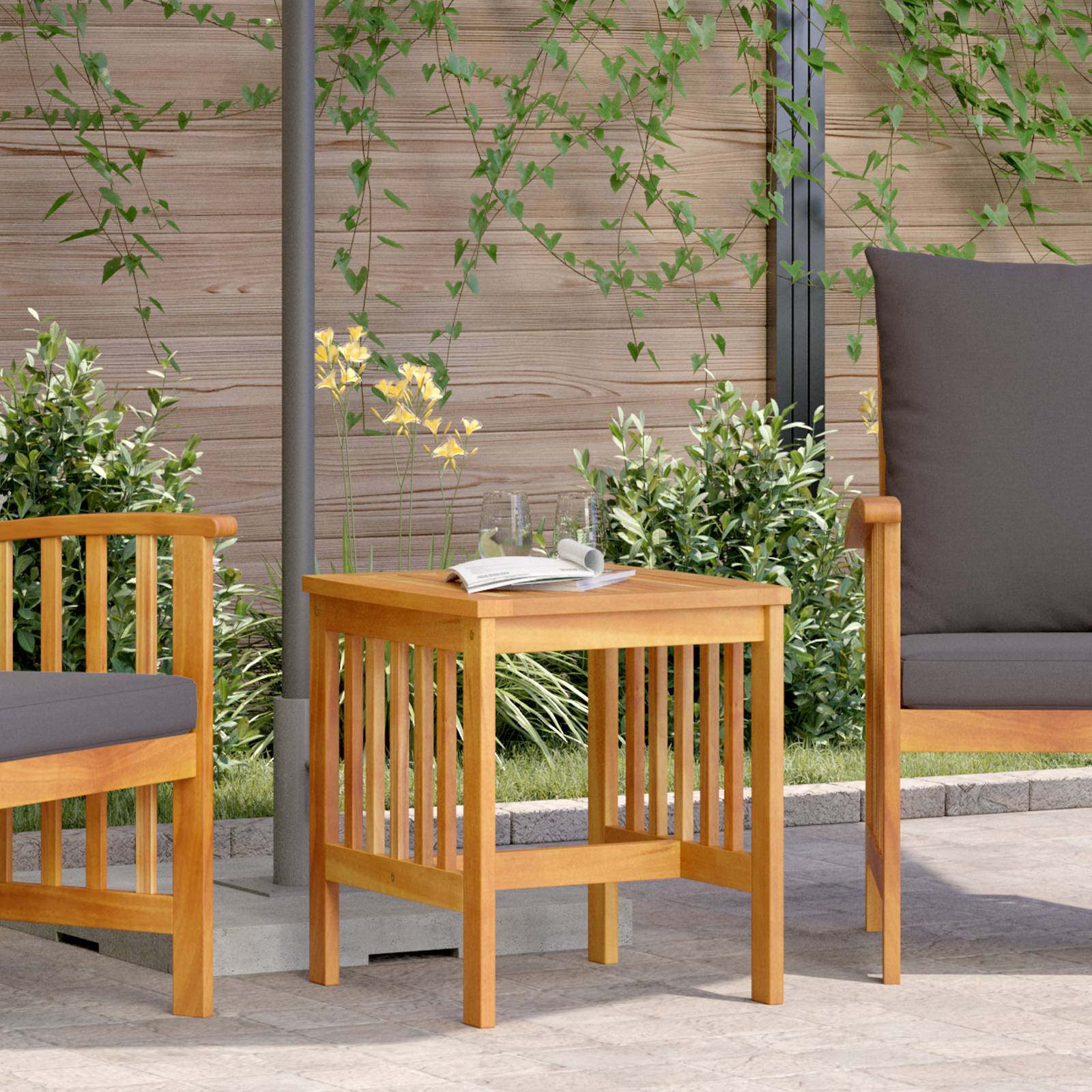 vidaXL Garten-Beistelltisch Braun 45x45x50 cm Massivholz Akazie
