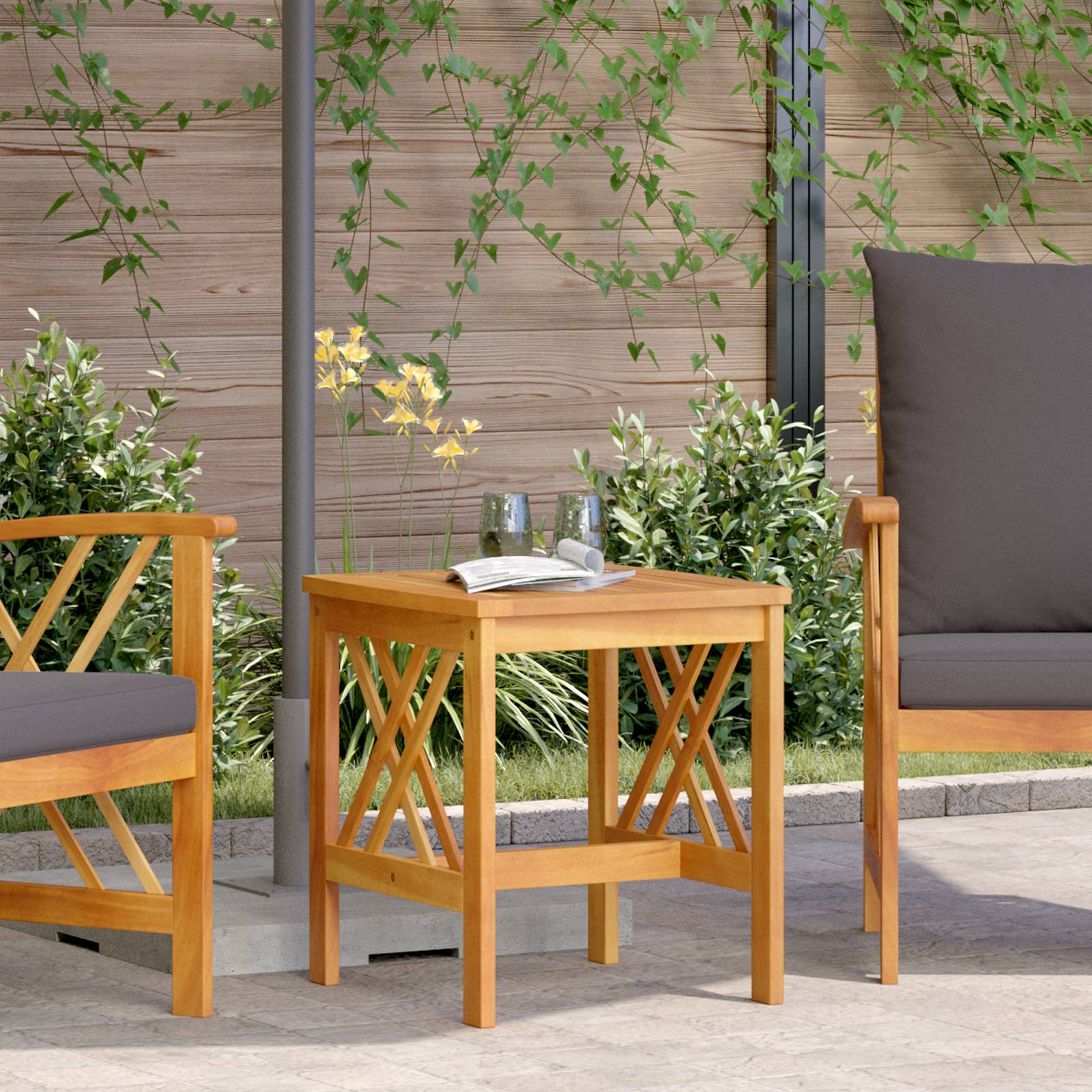 vidaXL Garten-Beistelltisch Braun 45x45x50 cm Massivholz Akazie